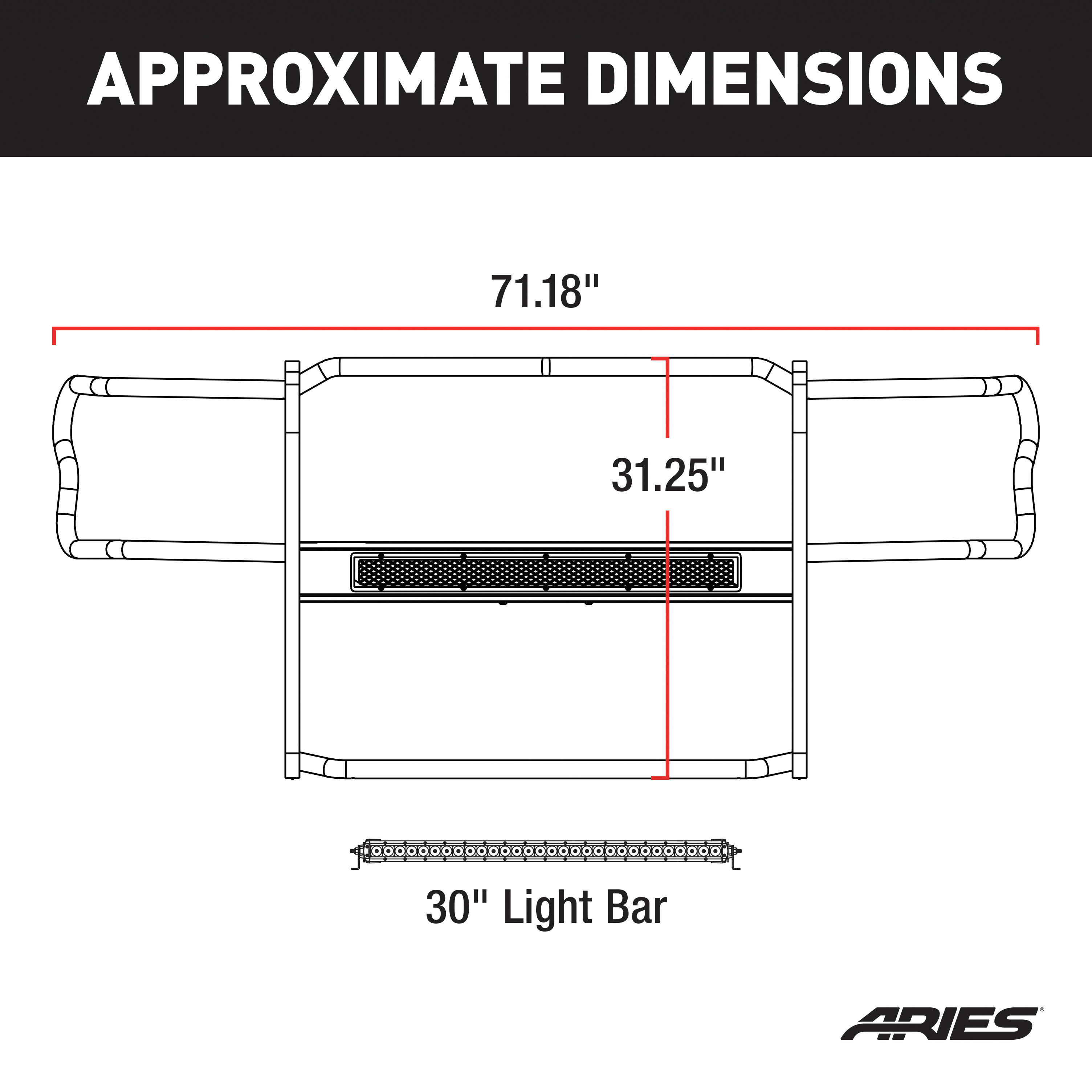 ARIES 2170001 Pro Series Black Steel Grille Guard with Light Bar, Select Toyota Tacoma thumbnail 1