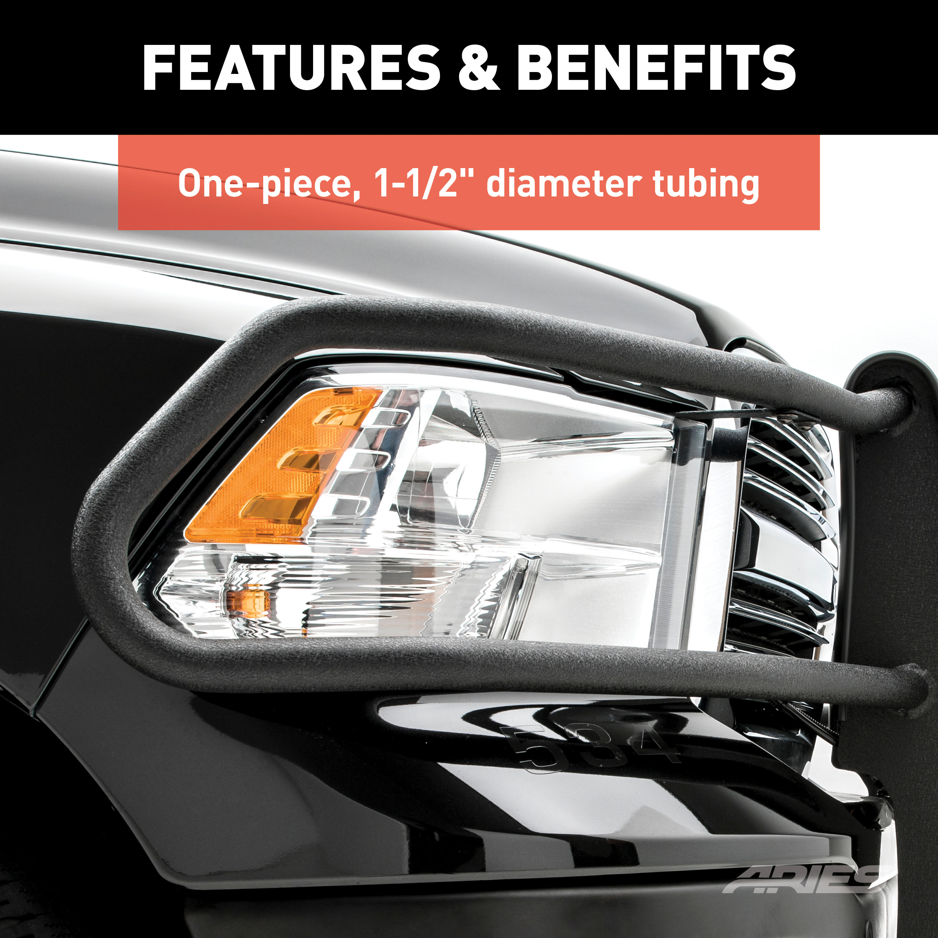 ARIES 2170001 Pro Series Black Steel Grille Guard with Light Bar, Select Toyota Tacoma thumbnail 7