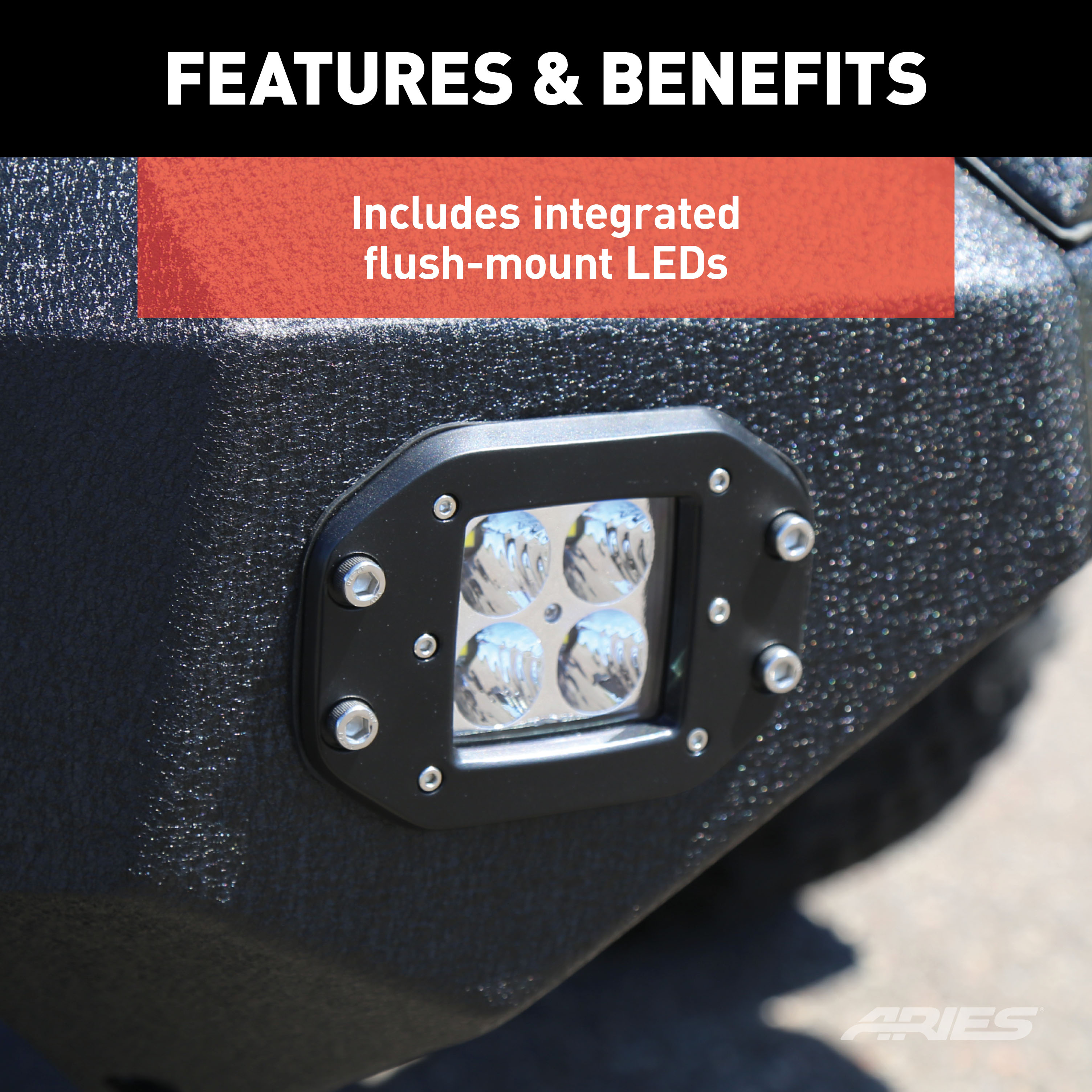 ARIES 2082075 TrailChaser Black Aluminum Front Bumper with LED Lights and Winch Mount, Select Jeep Wrangler JL, Gladiator thumbnail 4