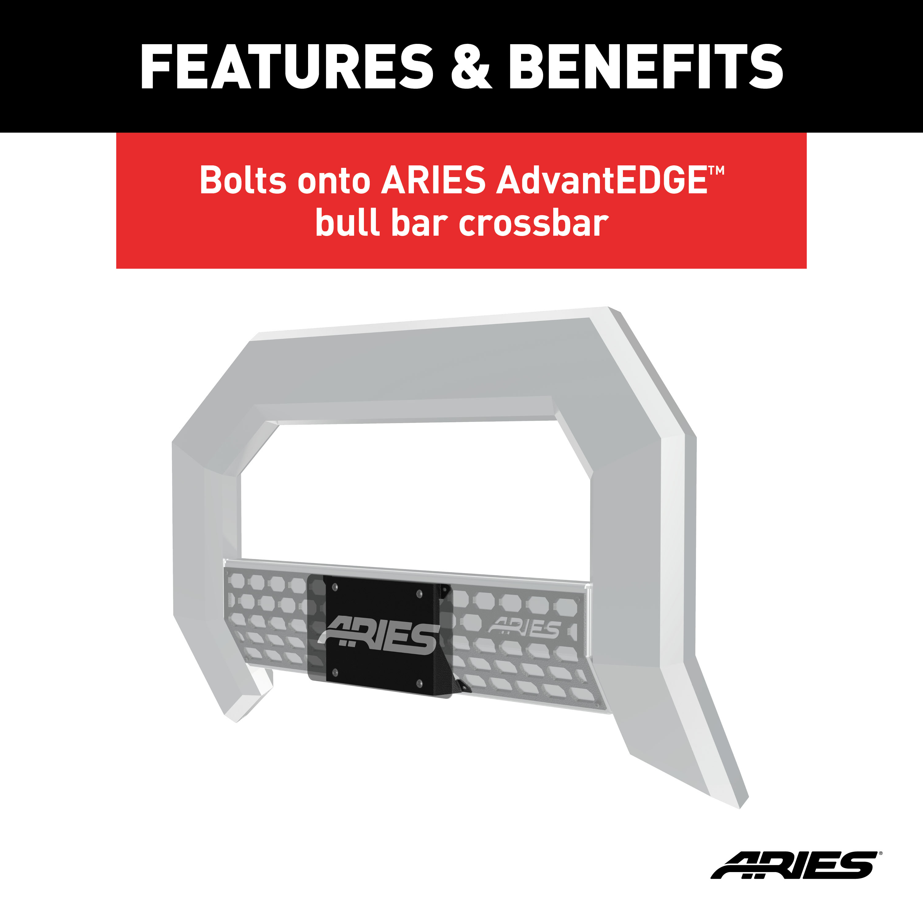 ARIES 2169000 AdvantEDGE Bull Bar License Plate Bracket thumbnail 2