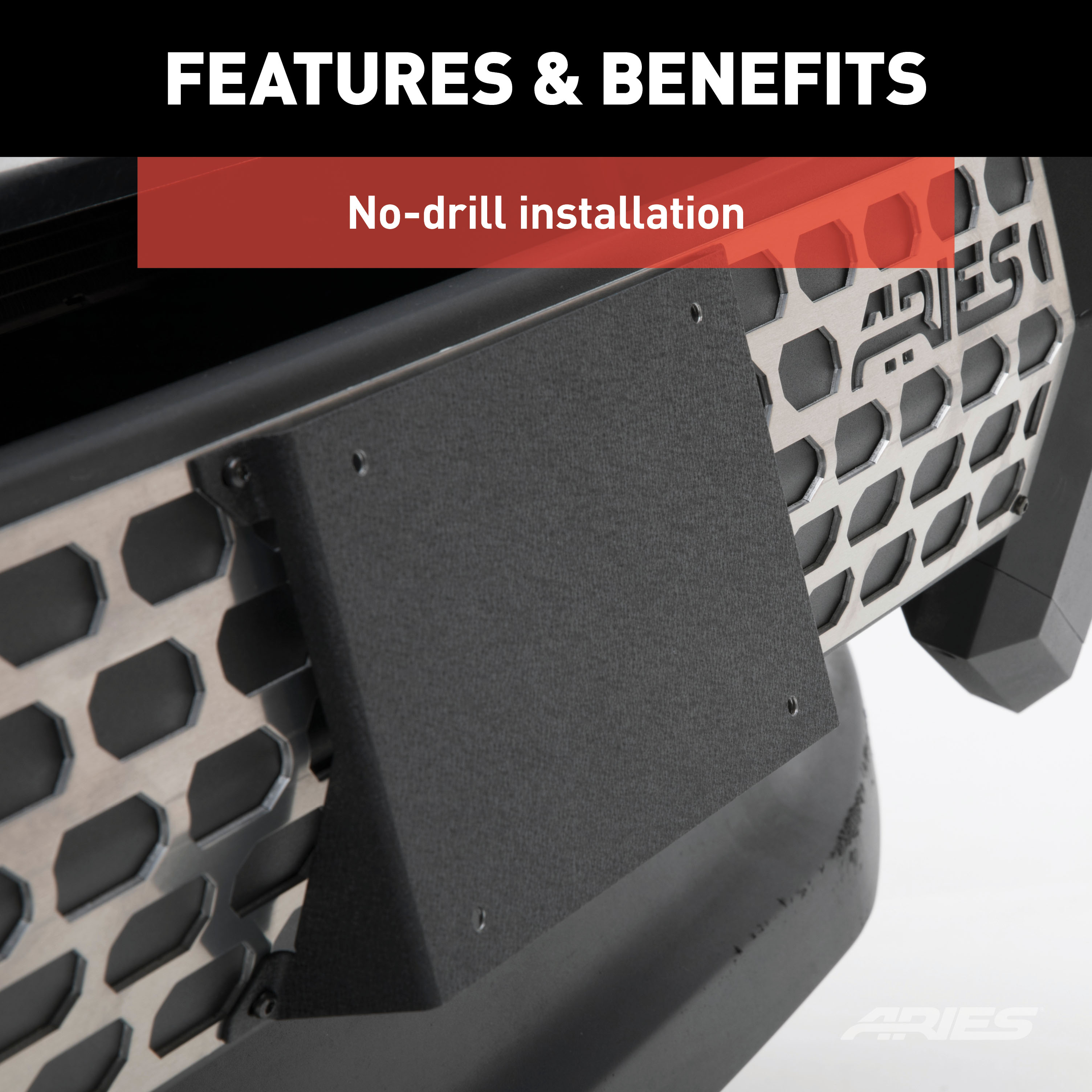 ARIES 2169000 AdvantEDGE Bull Bar License Plate Bracket thumbnail 4