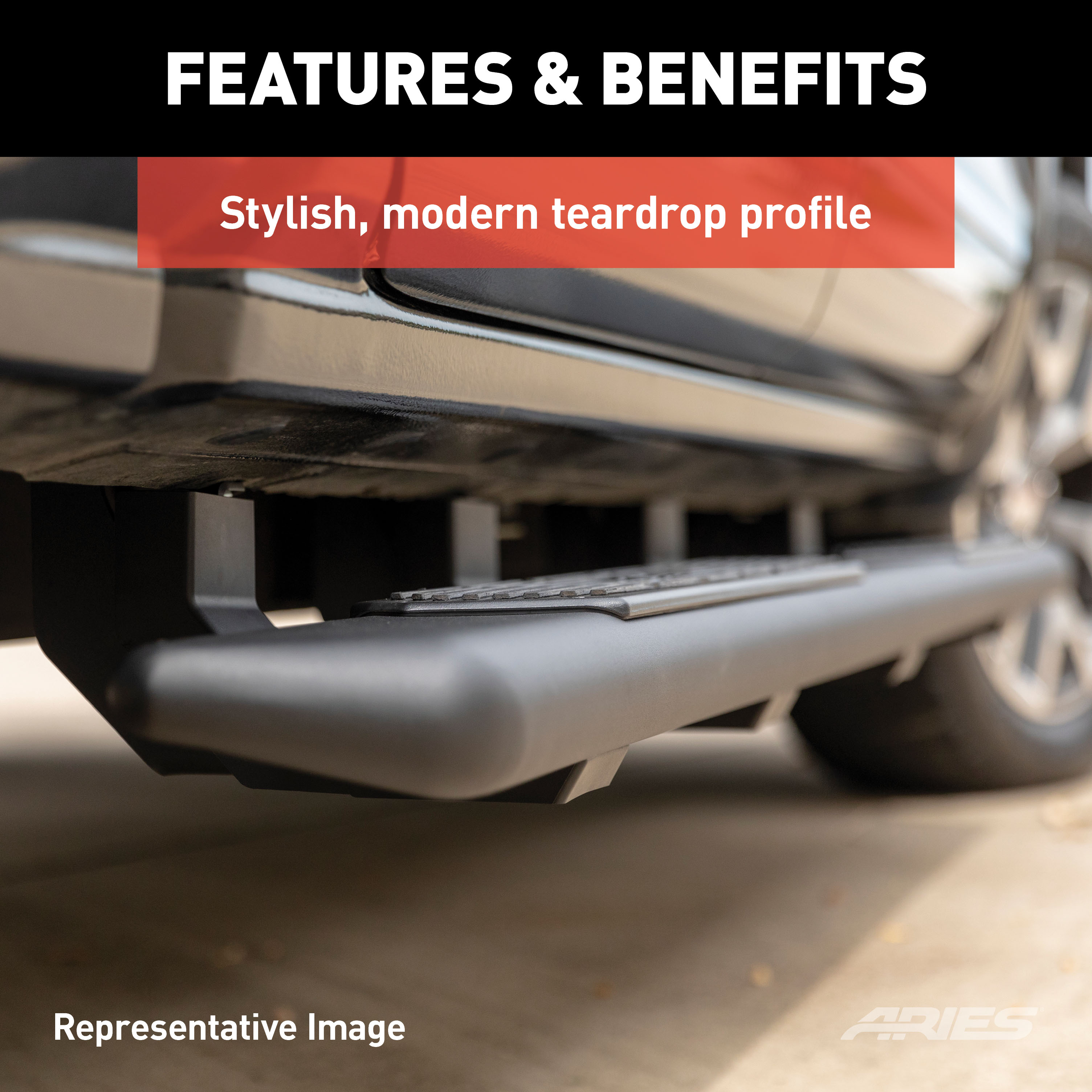ARIES 2558012 AscentStep Black Steel 5-1/2 x 75-Inch Truck Running Boards, Select Ford F-150, F-250, F-350 Super Duty thumbnail 4
