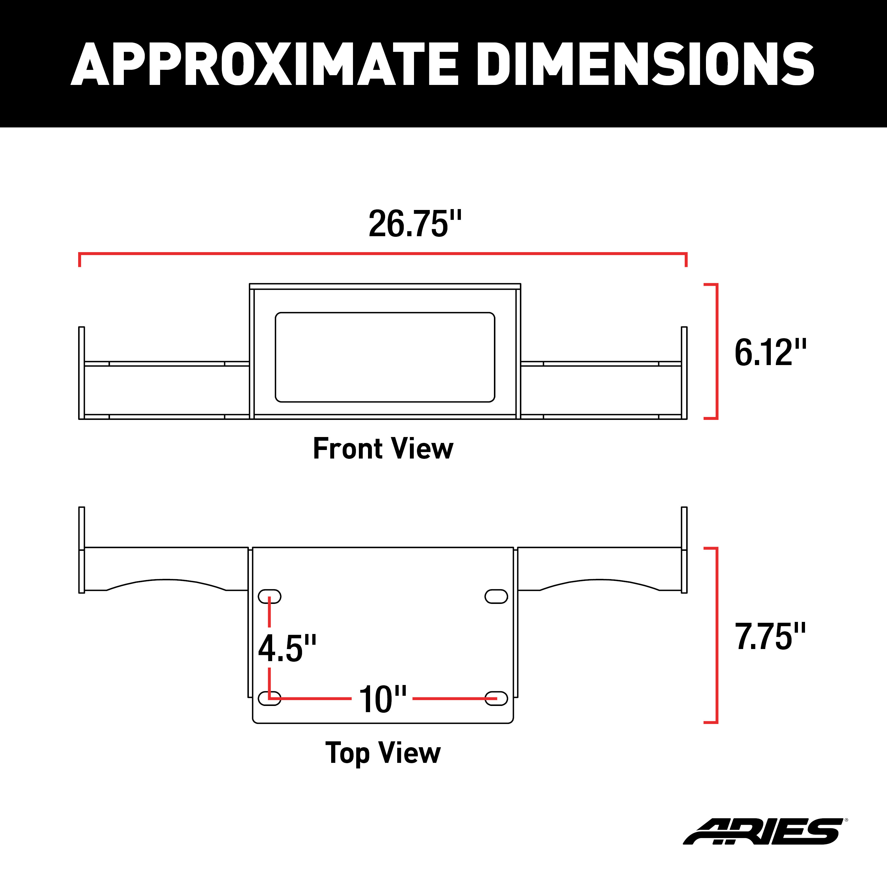 ARIES 2072102 TrailChaser Jeep Wrangler JL, Gladiator Bumper Winch Reinforcement Bracket thumbnail 4