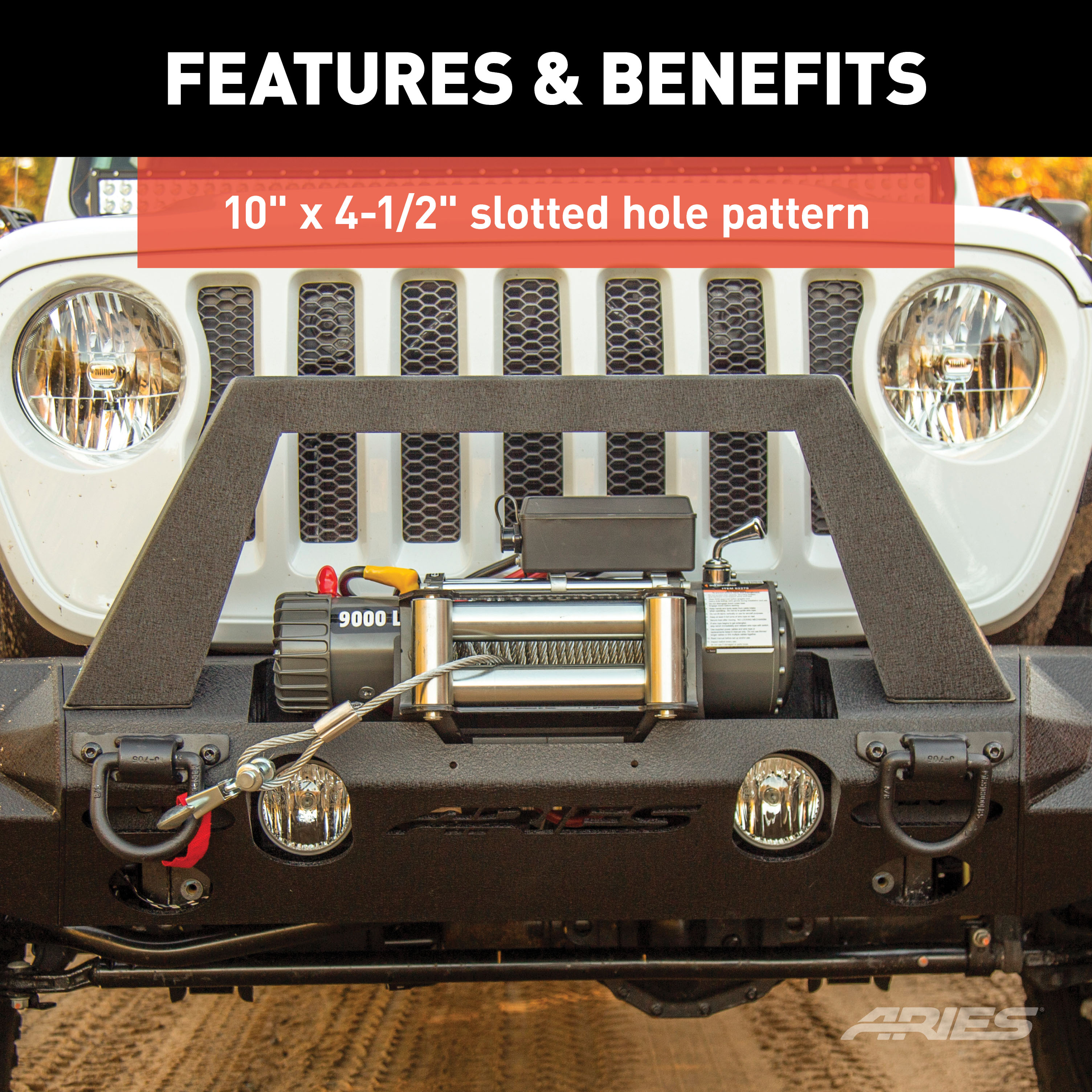 ARIES 2072102 TrailChaser Jeep Wrangler JL, Gladiator Bumper Winch Reinforcement Bracket thumbnail 3