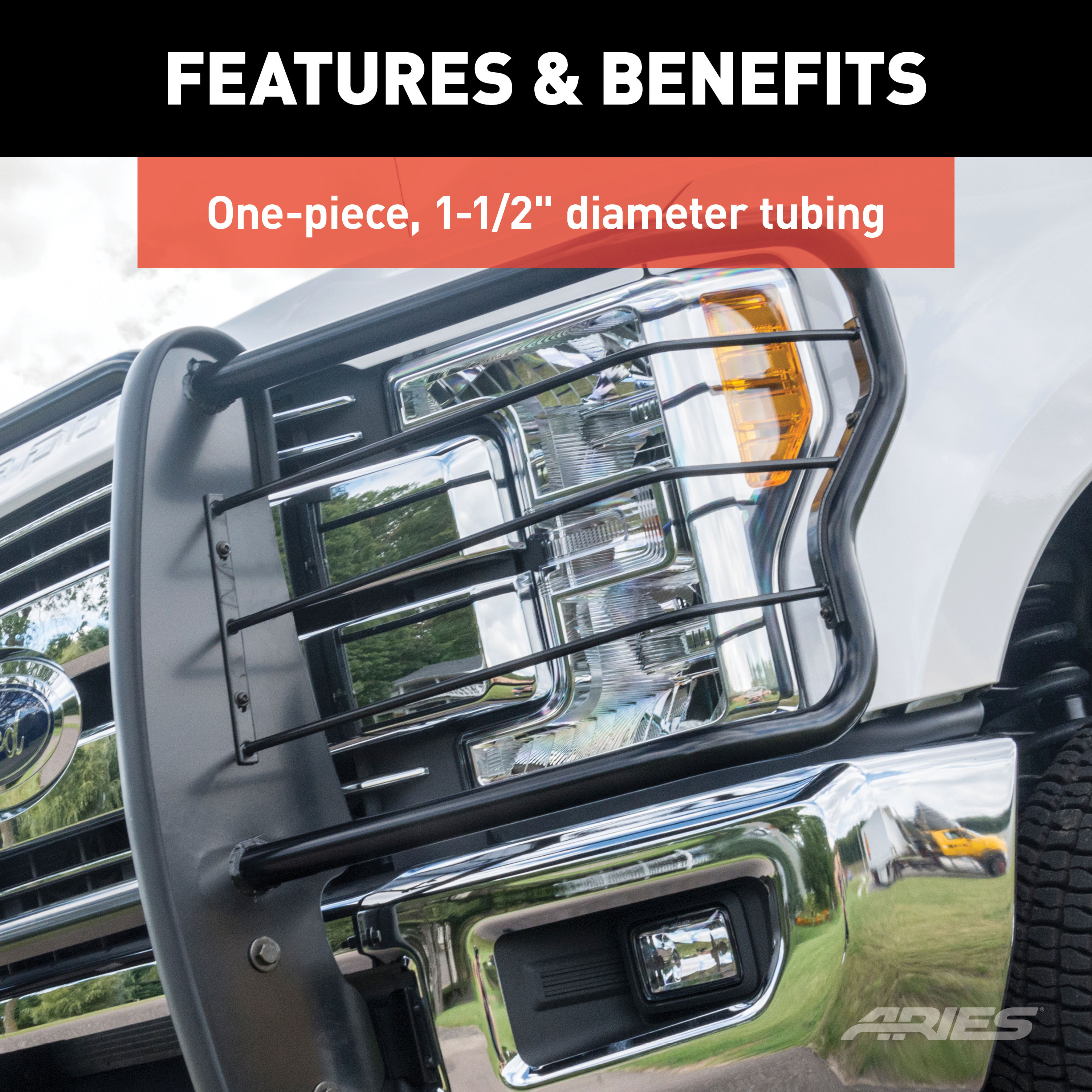ARIES 4092 1-1/2-Inch Black Steel Grille Guard, No-Drill, Select Chevrolet Silverado 1500 thumbnail 3