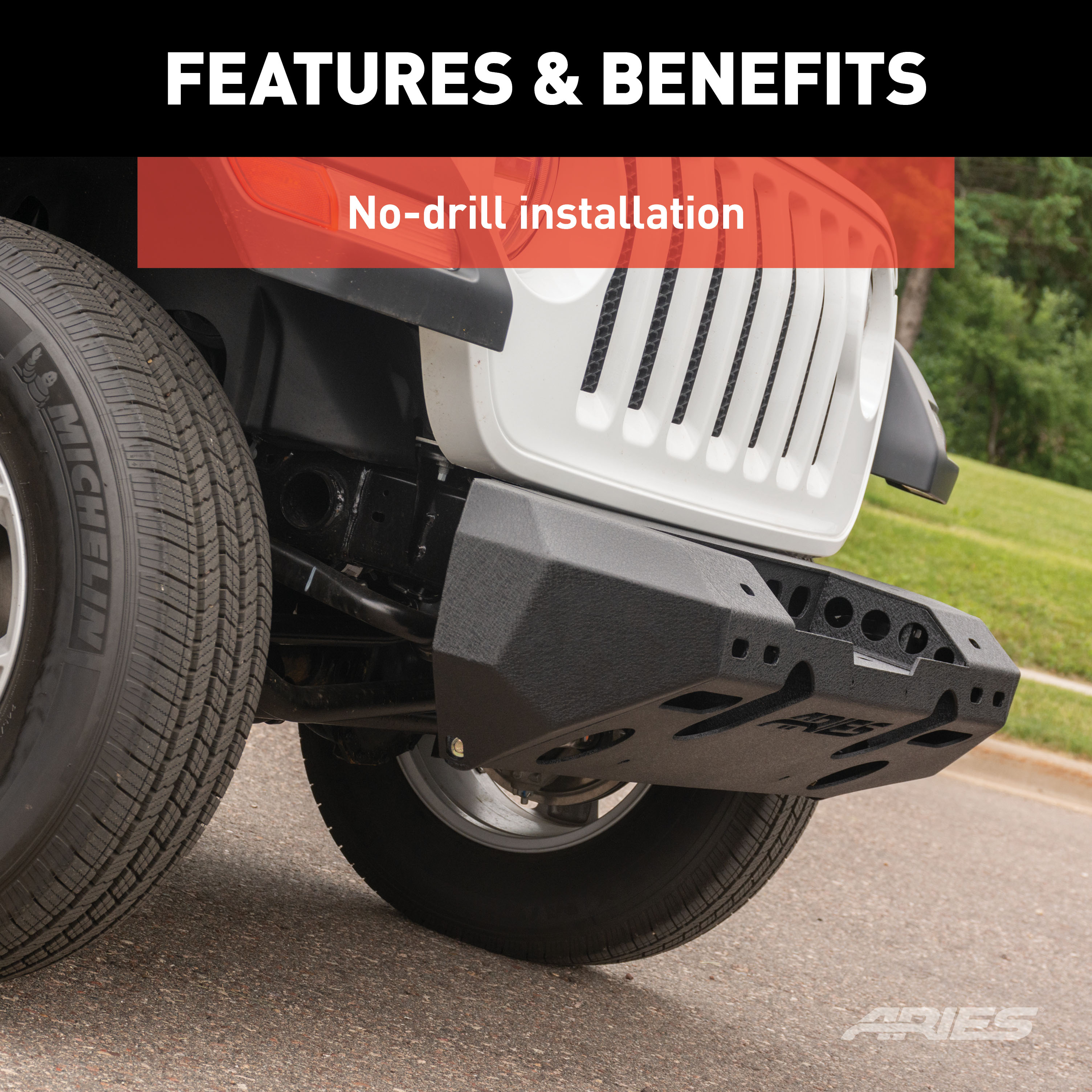 ARIES 2082074 TrailChaser Black Aluminum Front Bumper with Winch Mount, Select Jeep Wrangler JL, Gladiator thumbnail 6