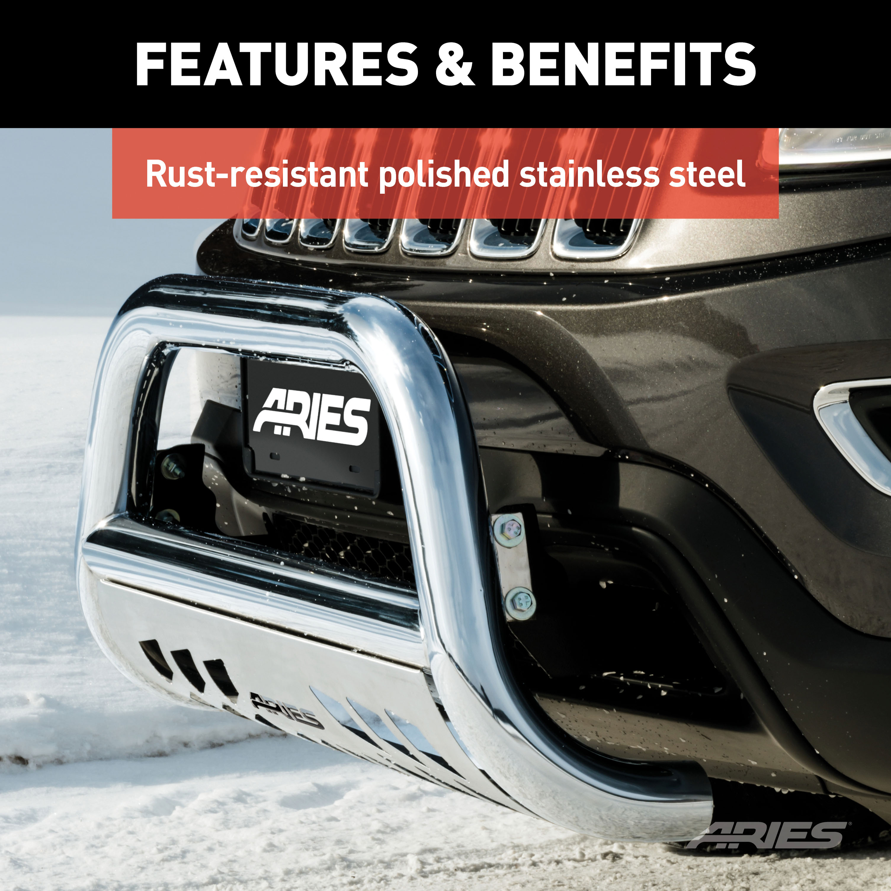 ARIES 35-4002 3-Inch Polished Stainless Steel Bull Bar, No-Drill, Select Chevrolet Avalanche, Silverado, Suburban, GMC Sierra, Yukon XL thumbnail 9