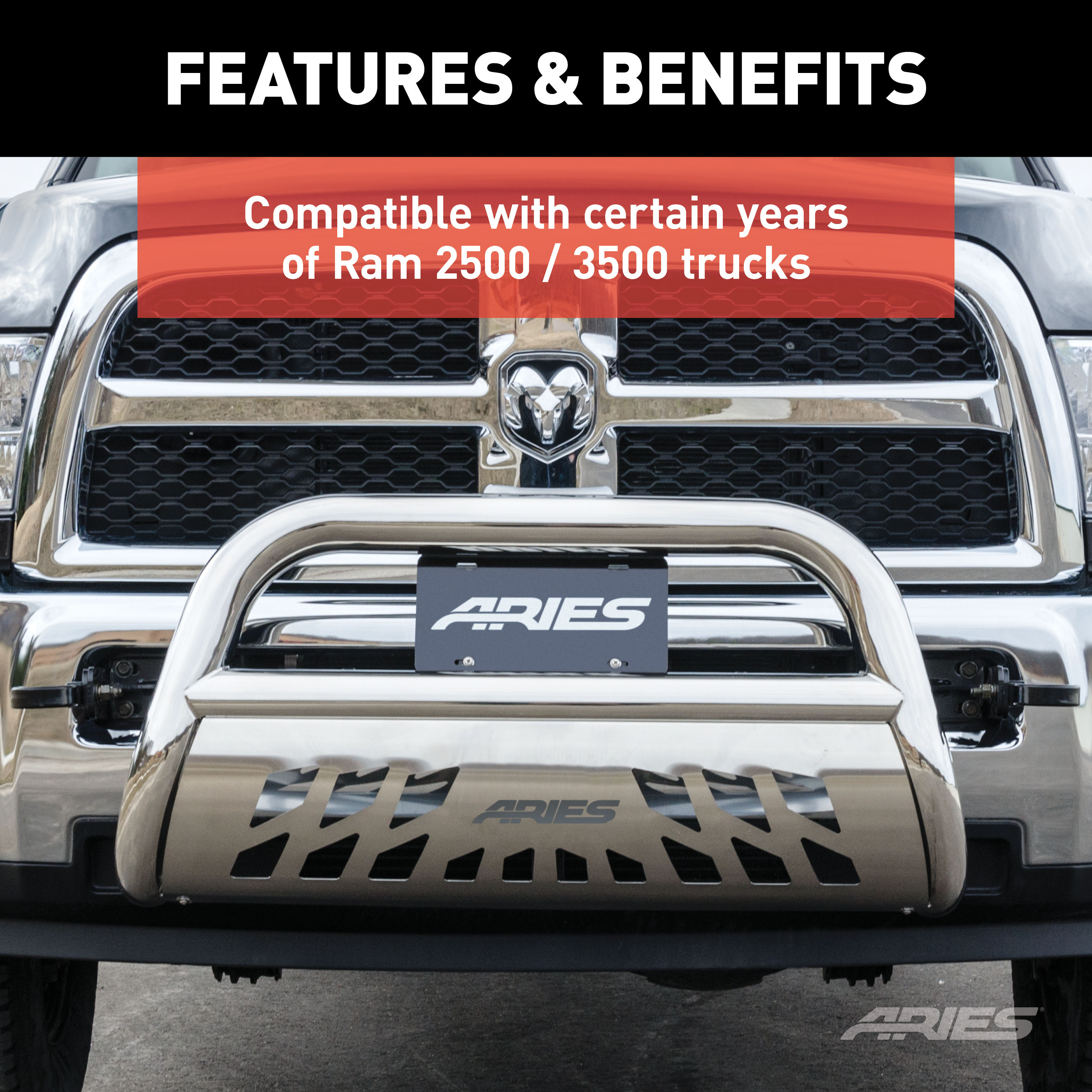 ARIES 35-5TOW Dodge, Ram 2500, 3500 Truck Bull Bar Tow Hooks thumbnail 4