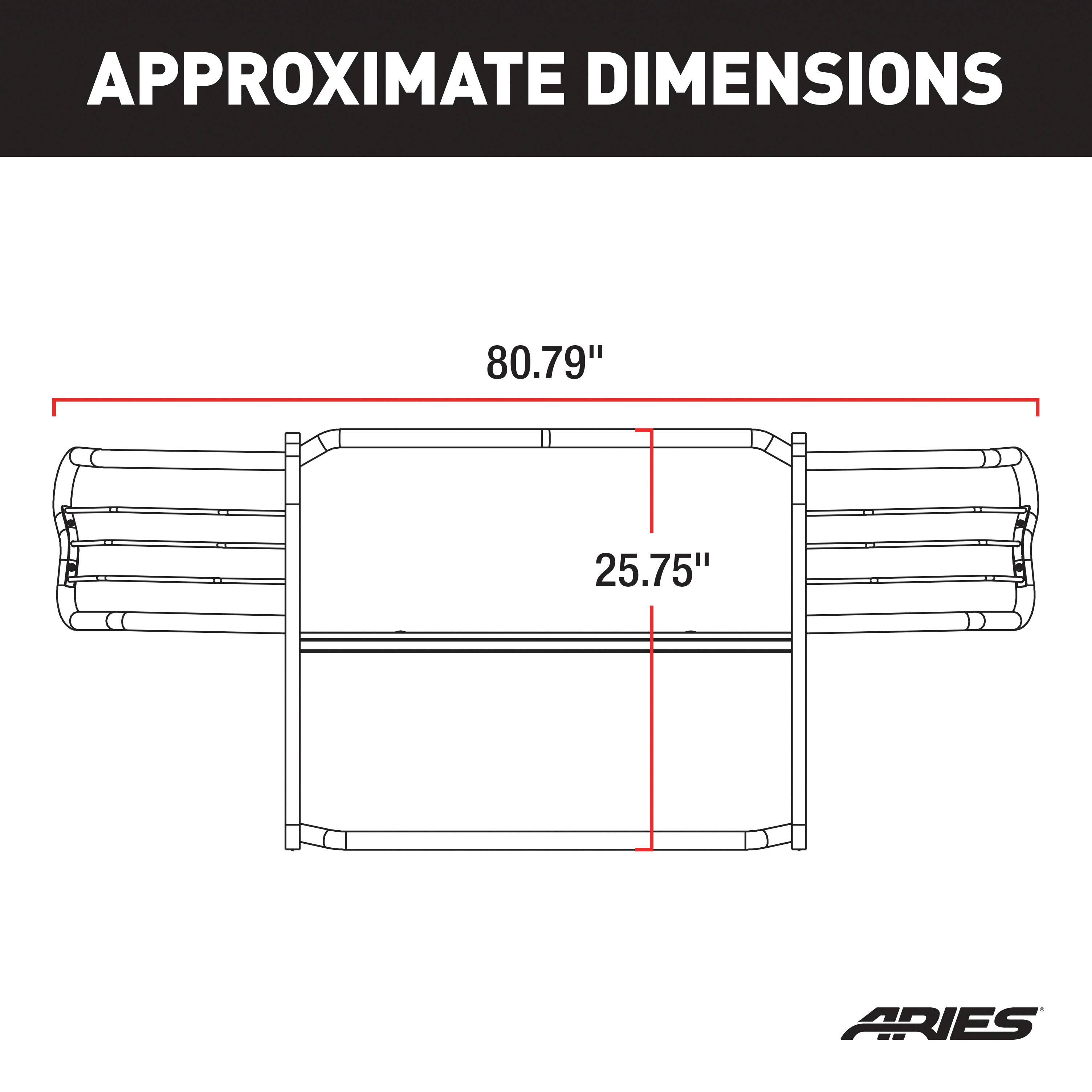 ARIES 5042 1-1/2-Inch Black Steel Grille Guard, No-Drill, Select Dodge Ram 1500, 2500, 3500 thumbnail 7