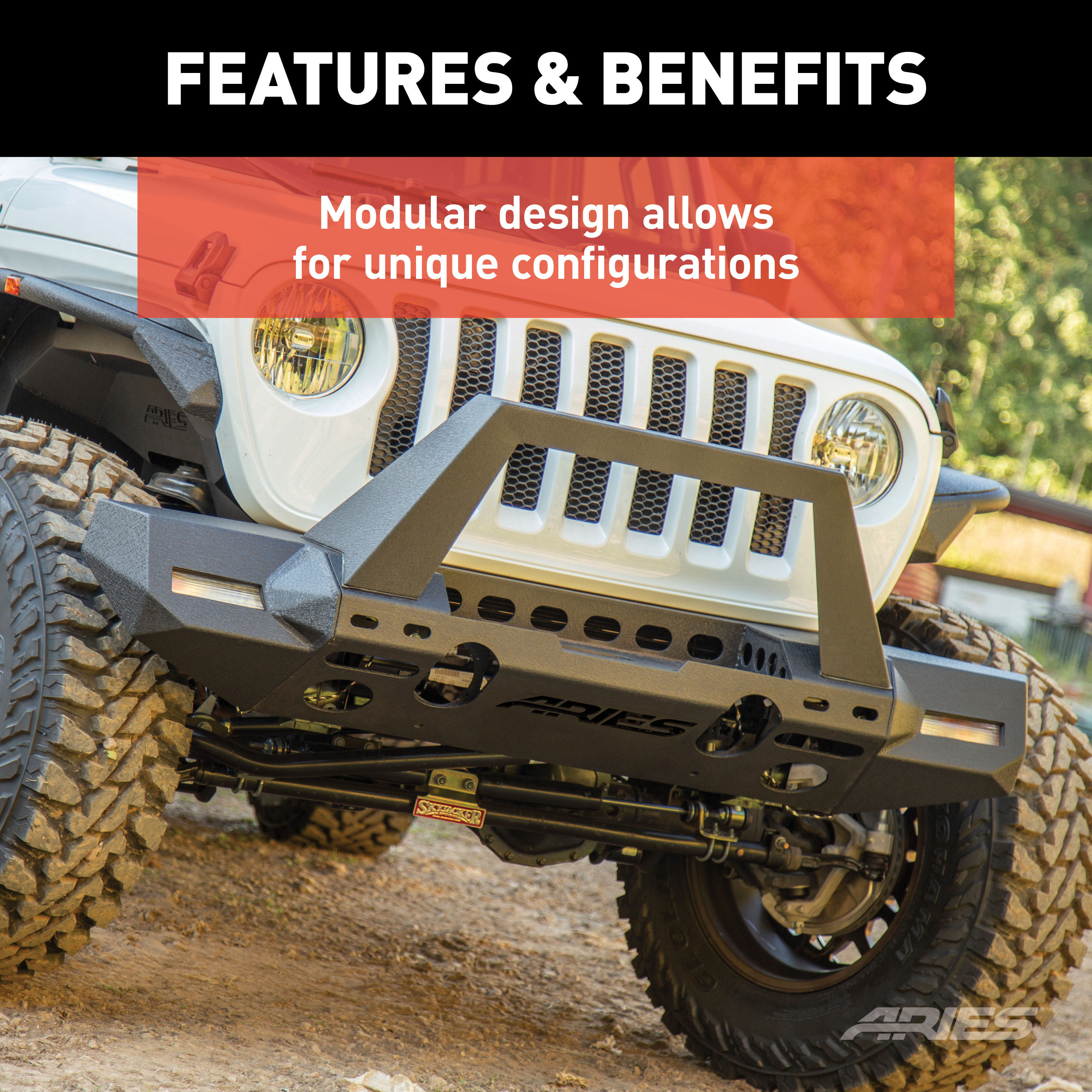 ARIES 2081003 TrailChaser Black Steel Front Bumper Center Section Only, Select Jeep Wrangler JL, Gladiator thumbnail 3