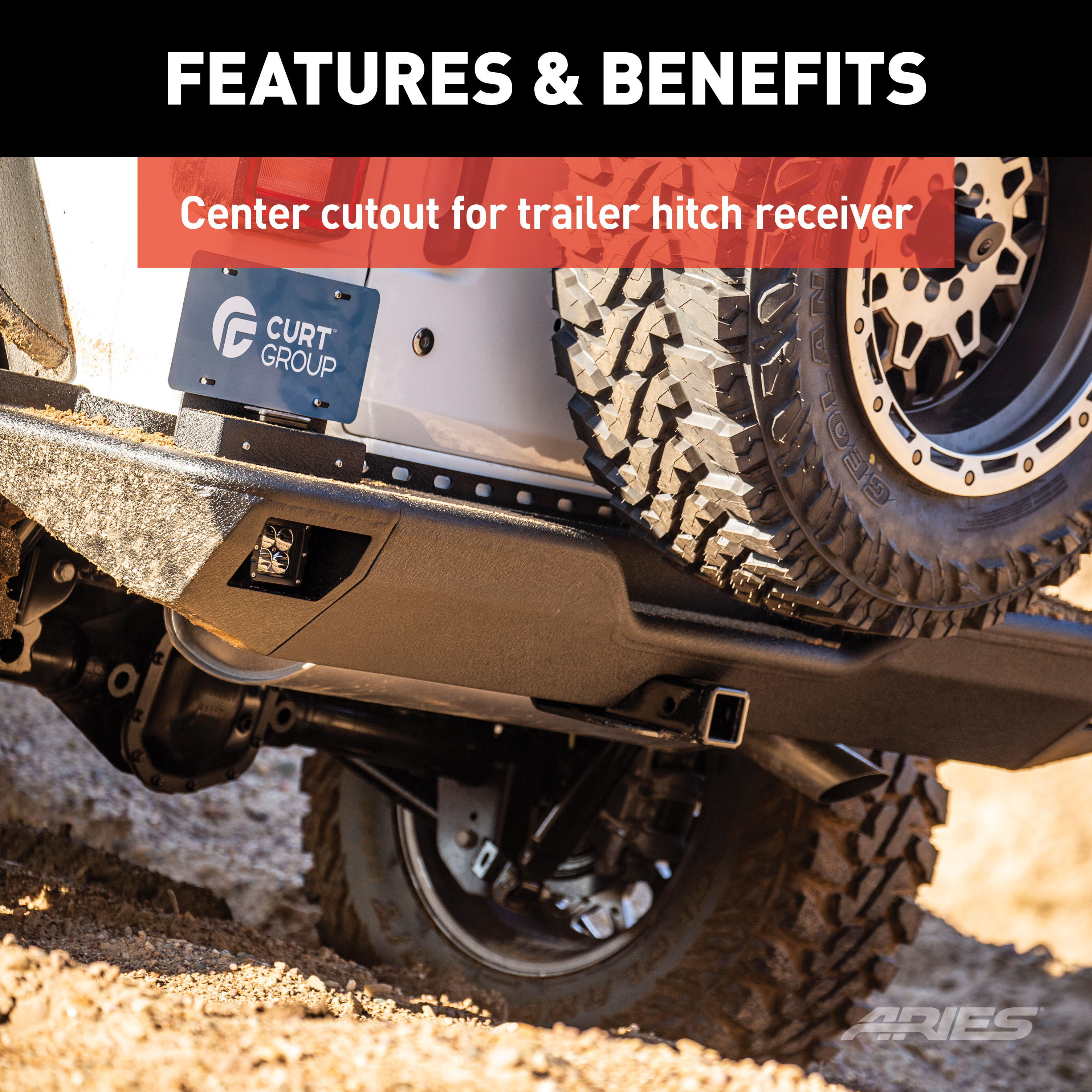 ARIES 2081025 TrailChaser Black Aluminum Rear Bumper Center Section Only, Select Jeep Wrangler JL thumbnail 3