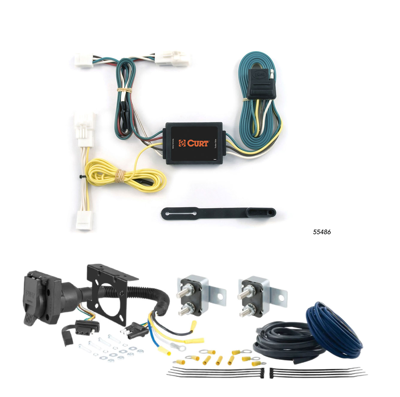 05 - 06 JEEP Grand Cherokee Excluding SRT, SRT8, Trackhawk or diesel CURT Trailer Brake Controller 7-Way Upgrade Kit  7WK1555 thumbnail 0