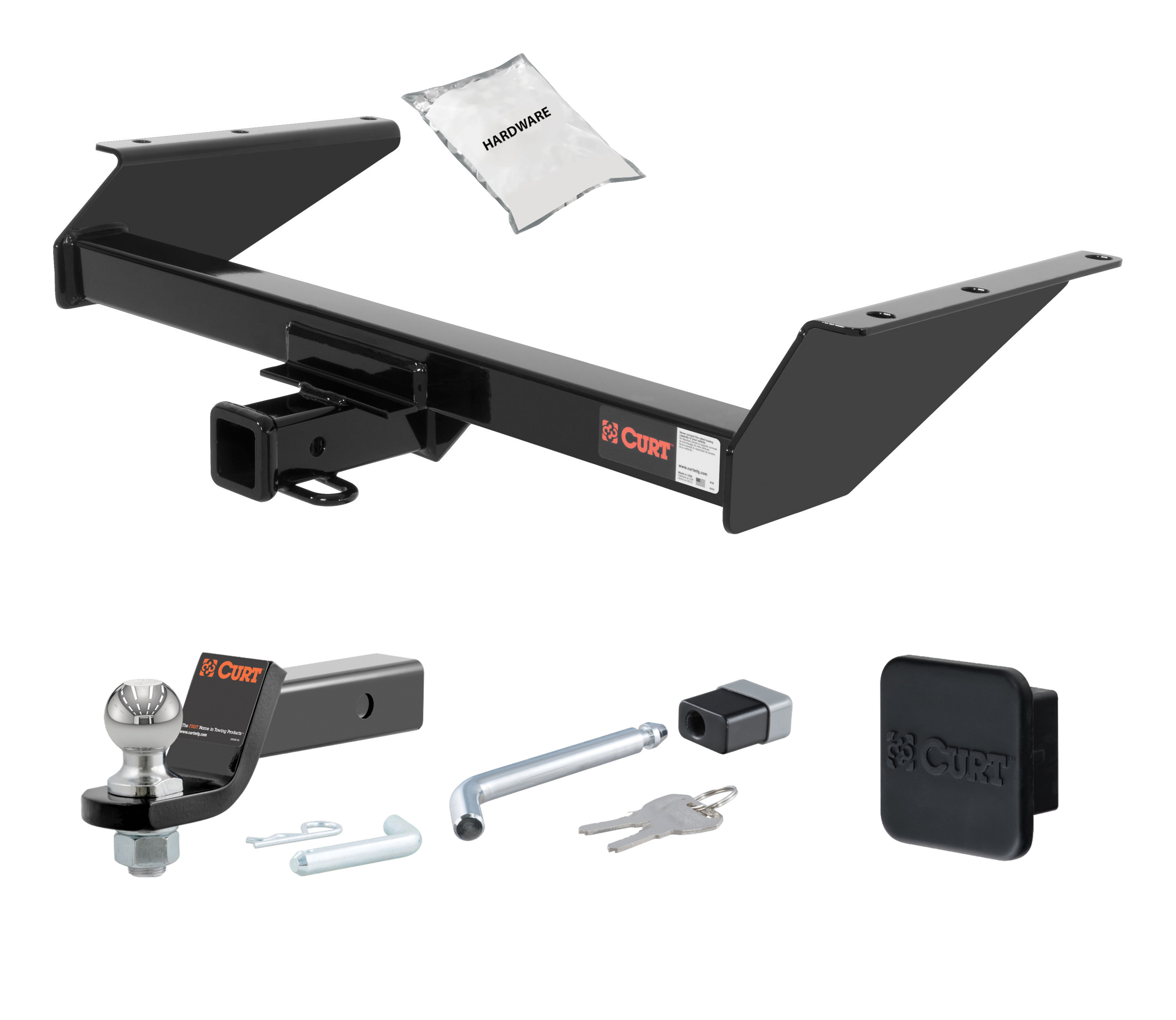 02 - 07 JEEP Liberty 2in. CURT Trailer Hitch + Ball Mount + Cover + Lock Kit HWA1566 thumbnail 0