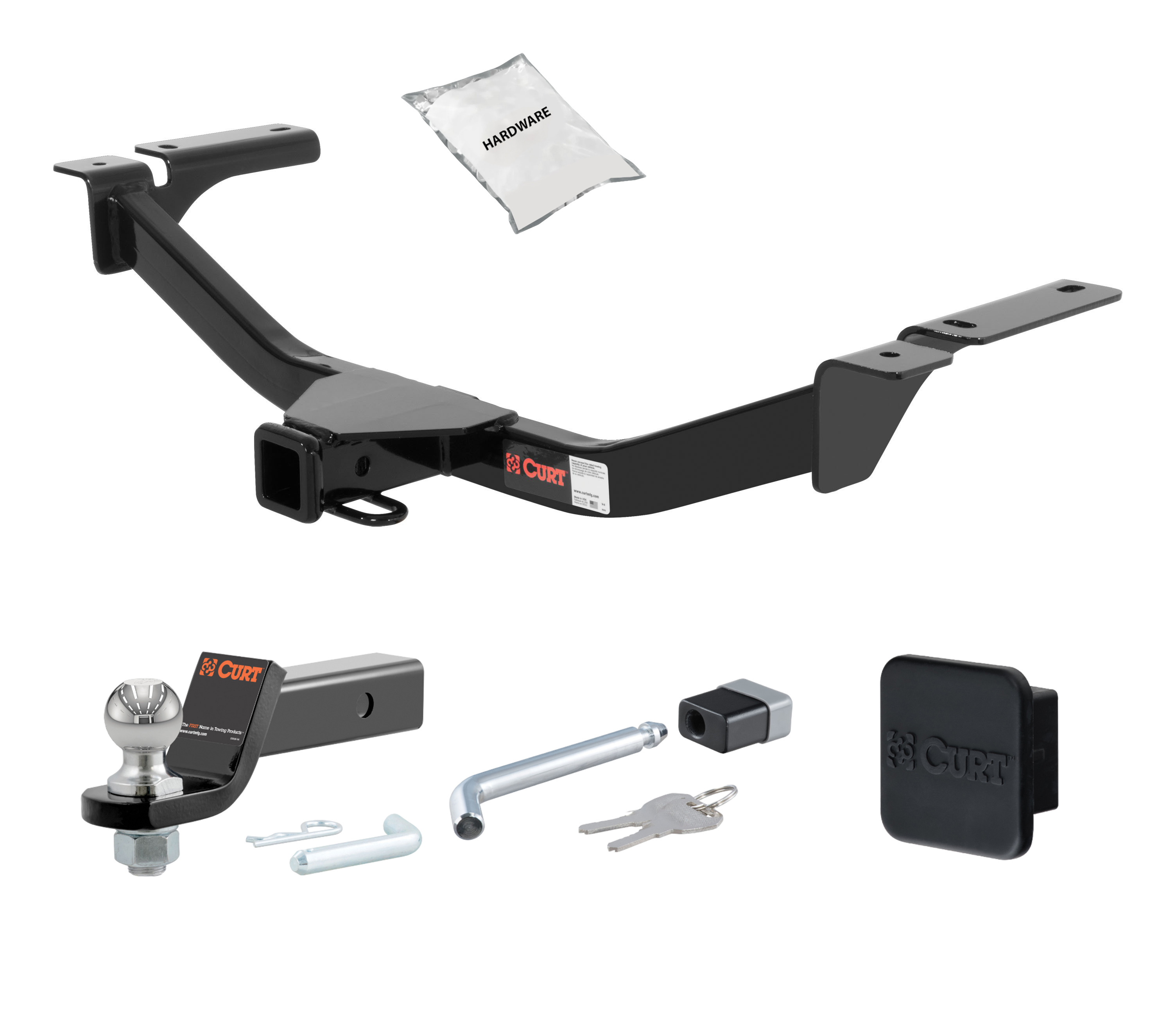 07 - 15 Lincoln MKX Fits beneath factory 1-1/4" receiver 2in. CURT Trailer Hitch + Ball Mount + Cover + Lock Kit HWA1744 thumbnail 0