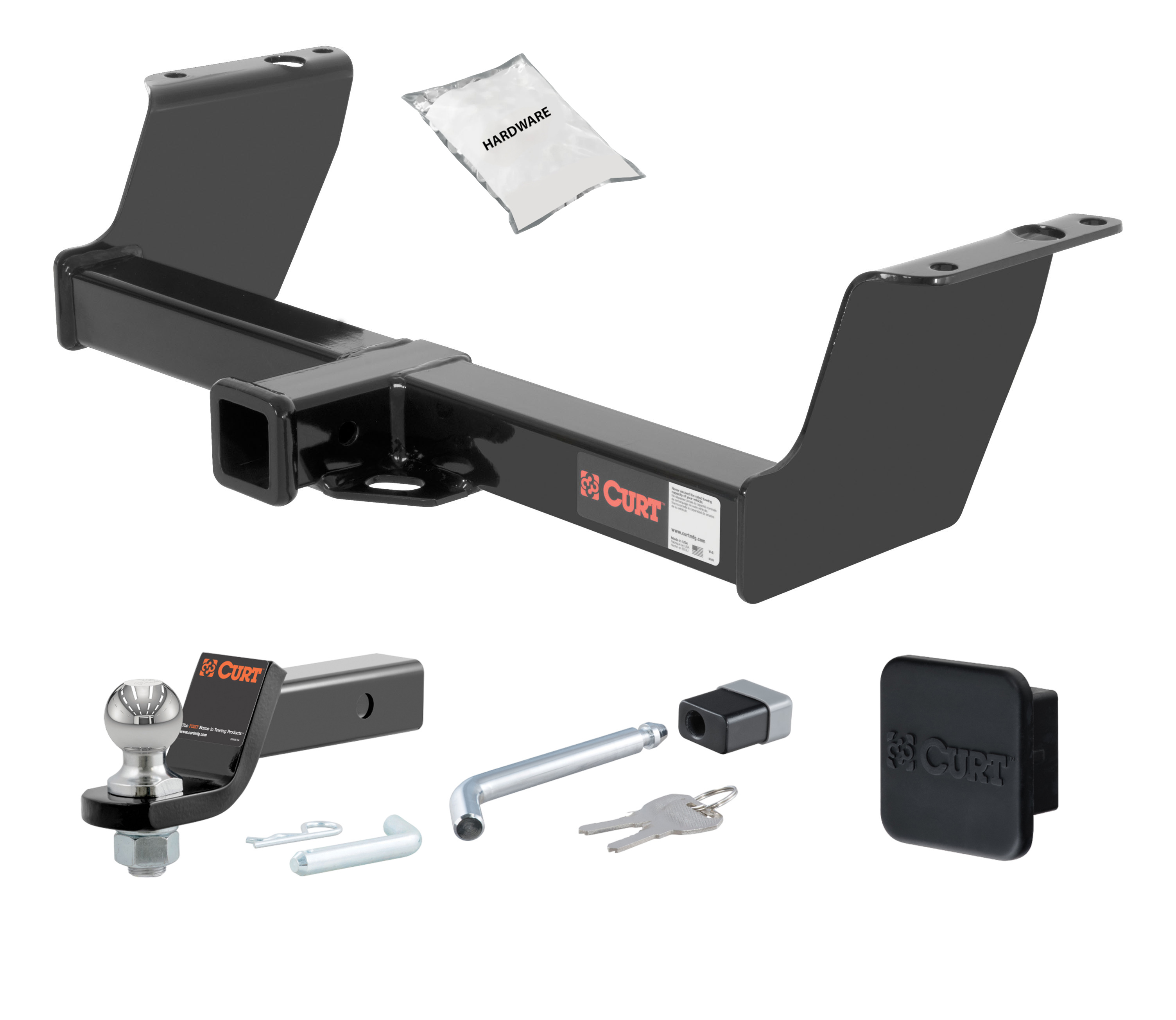 94 - 97 Mazda B2300 2in. CURT Trailer Hitch + Ball Mount + Cover + Lock Kit HWA1782 thumbnail 0