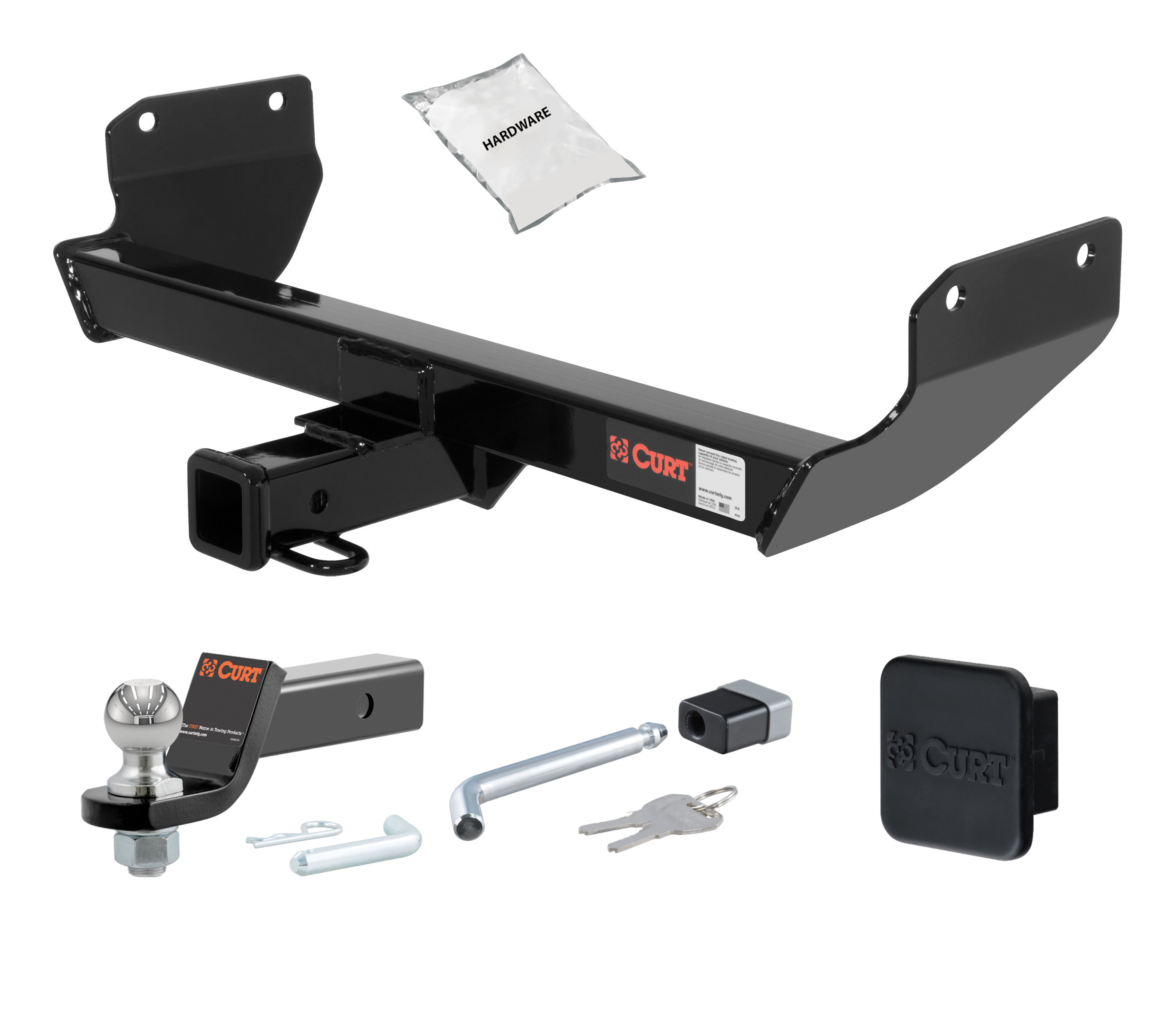 22 - 22 JEEP Grand Cherokee WK 2in. CURT Trailer Hitch + Ball Mount + Cover + Lock Kit HWA1563 thumbnail 0