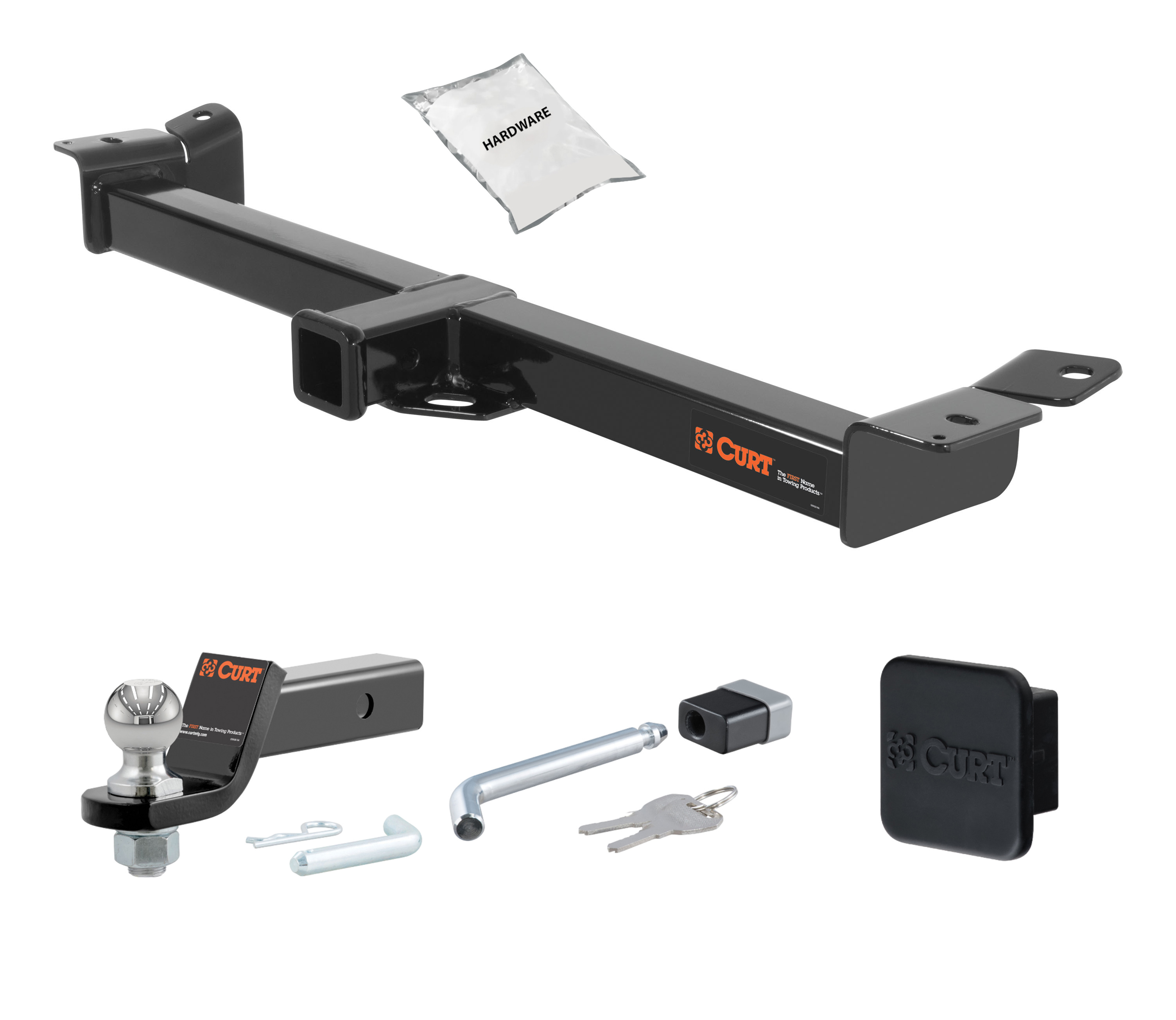 97 - 06 JEEP Wrangler TJ 2in. CURT Trailer Hitch + Ball Mount + Cover + Lock Kit HWA1579 thumbnail 0