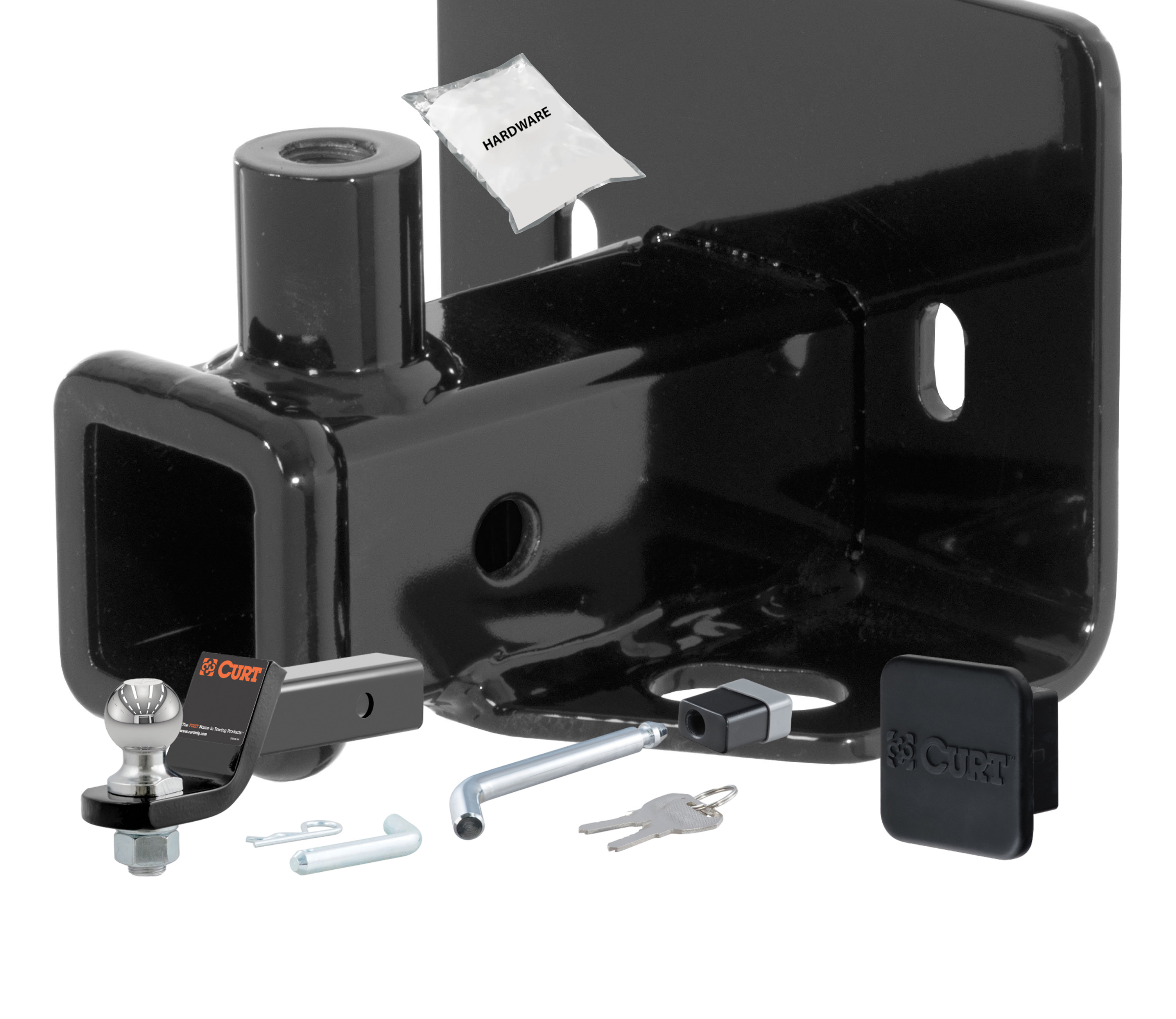 06 - 09 Mitsubishi Raider 2in. CURT Trailer Hitch + Ball Mount + Cover + Lock Kit HWA1996 thumbnail 0