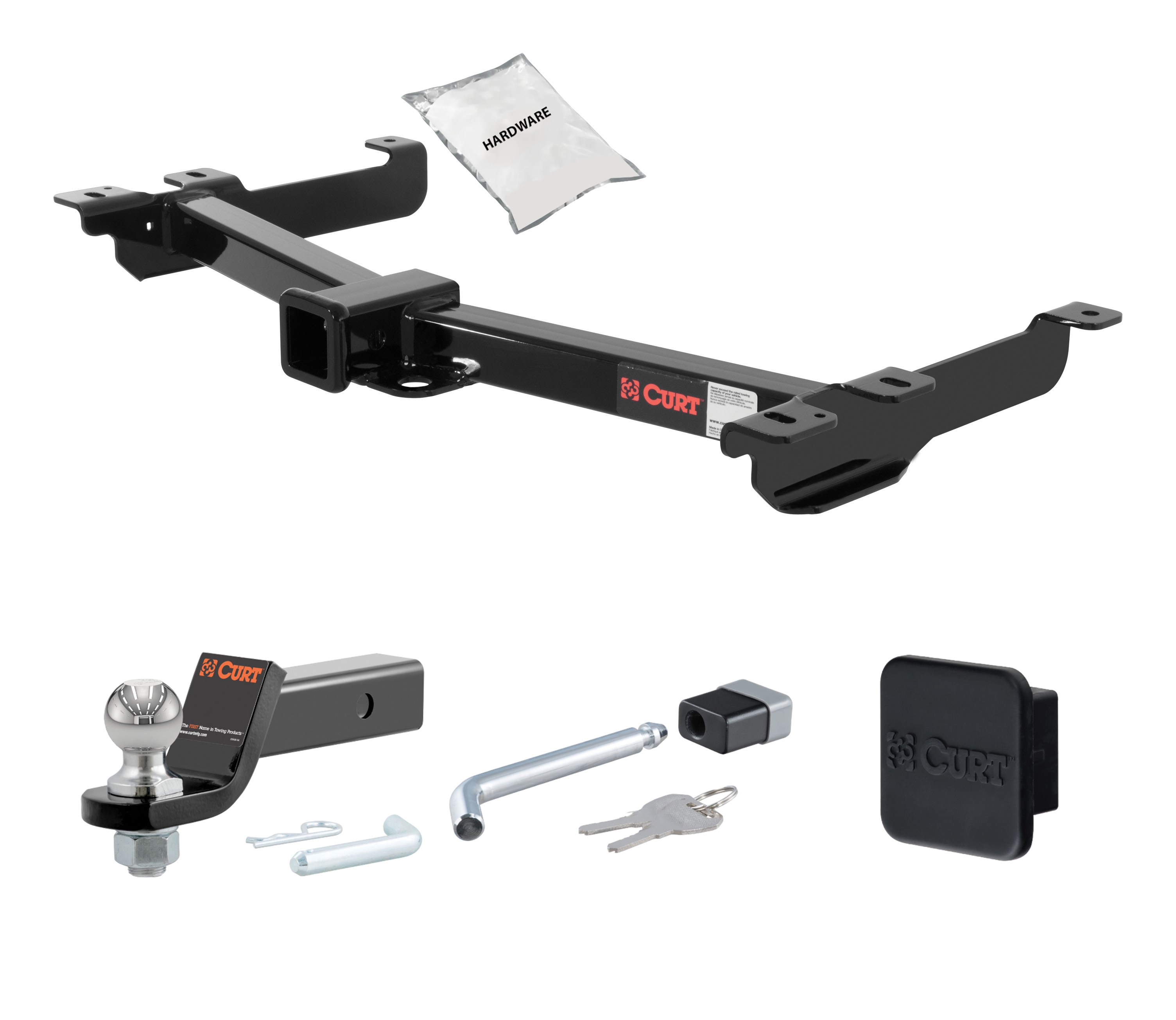 88 - 99 Chevrolet C1500 With roll pan bumper 2in. CURT Trailer Hitch + Ball Mount + Cover + Lock Kit HWA277 thumbnail 0