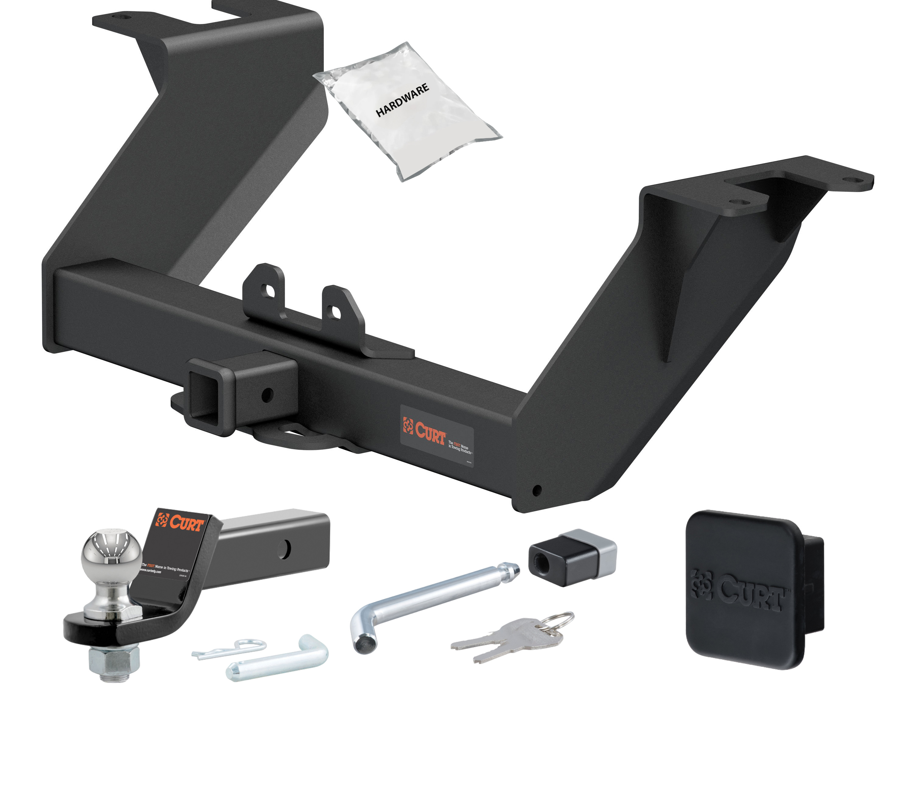 19 - 24 Chevrolet Silverado 1500 With factory receiver 2in. CURT Trailer Hitch + Ball Mount + Cover + Lock Kit HWA416 thumbnail 0