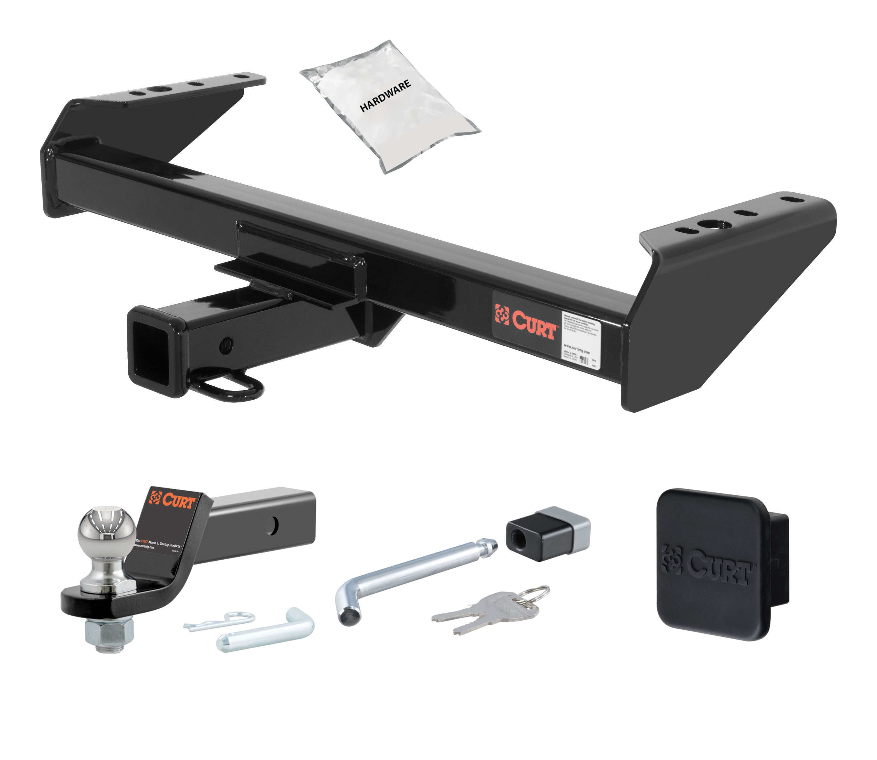 07 - 07 Chevrolet Silverado 3500 Classic Cab & chassis 2in. CURT Trailer Hitch + Ball Mount + Cover + Lock Kit HWA545 thumbnail 0