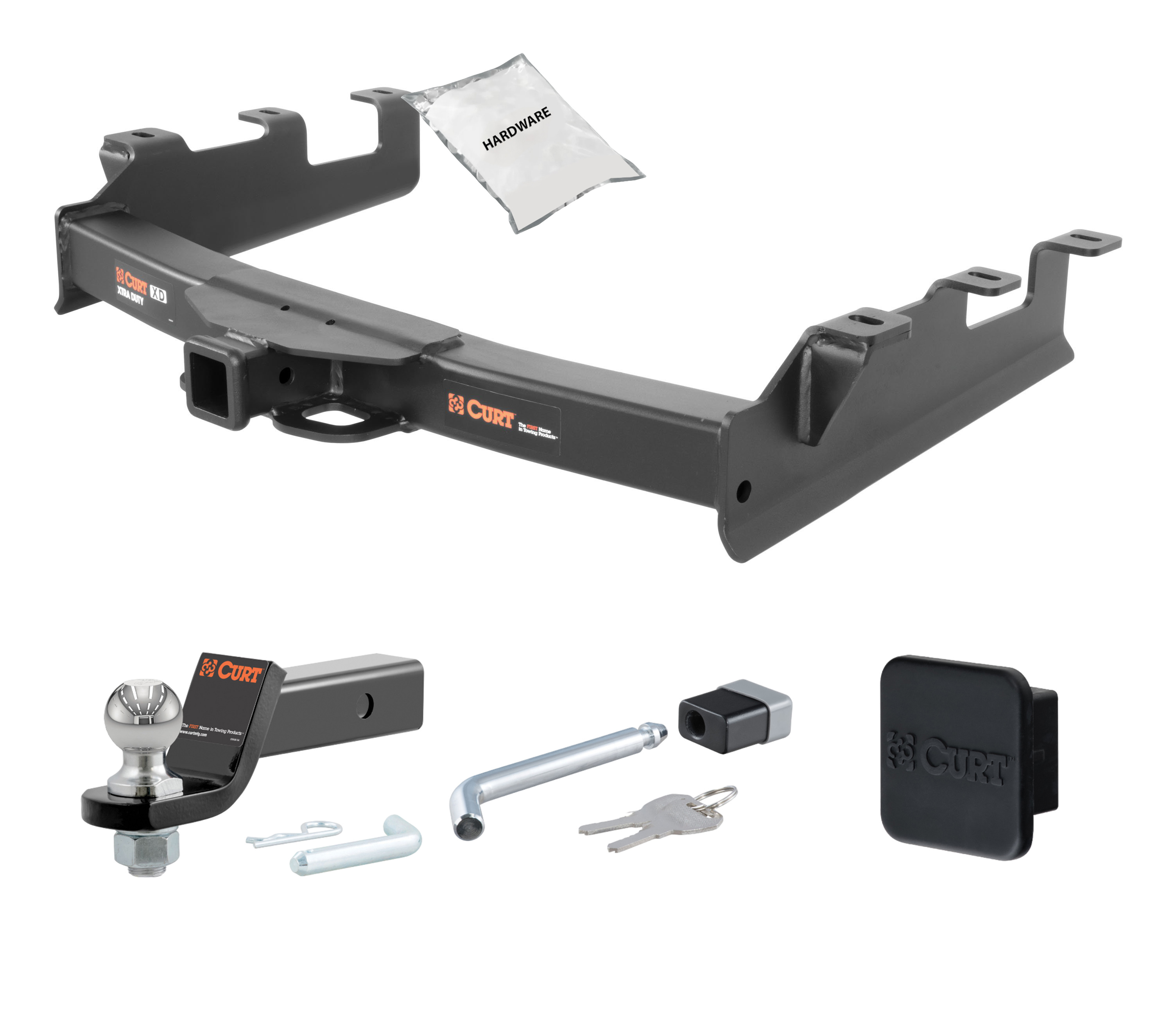 07 - 07 Chevrolet Silverado 2500 HD Classic 6' bed, factory replacement hitch 2in. CURT Trailer Hitch + Ball Mount + Cover + Lock Kit HWA506 thumbnail 0