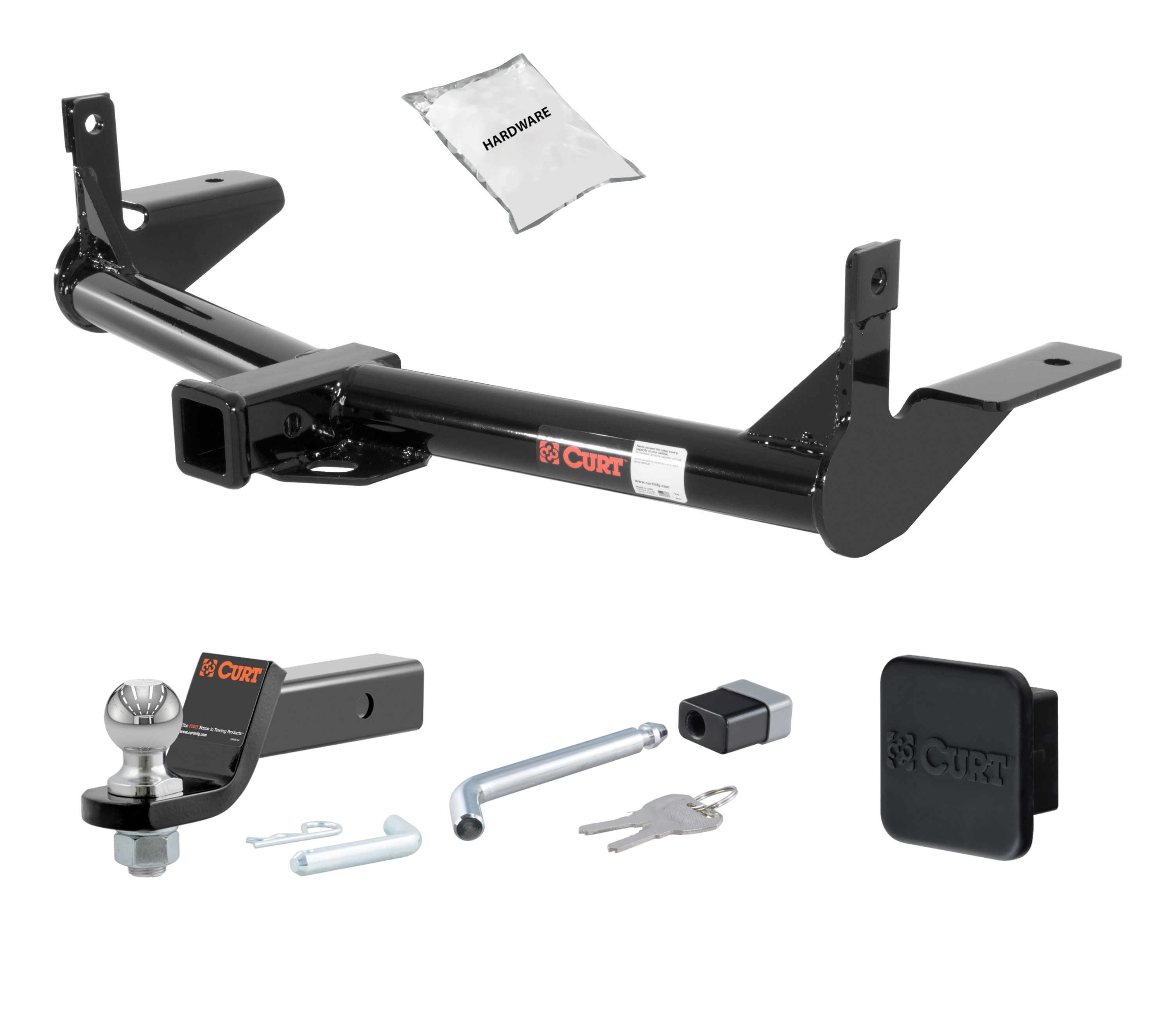 06 - 10 Mercury Mountaineer Fits beneath factory 1-1/4" receiver 2in. CURT Trailer Hitch + Ball Mount + Cover + Lock Kit HWA1943 thumbnail 0