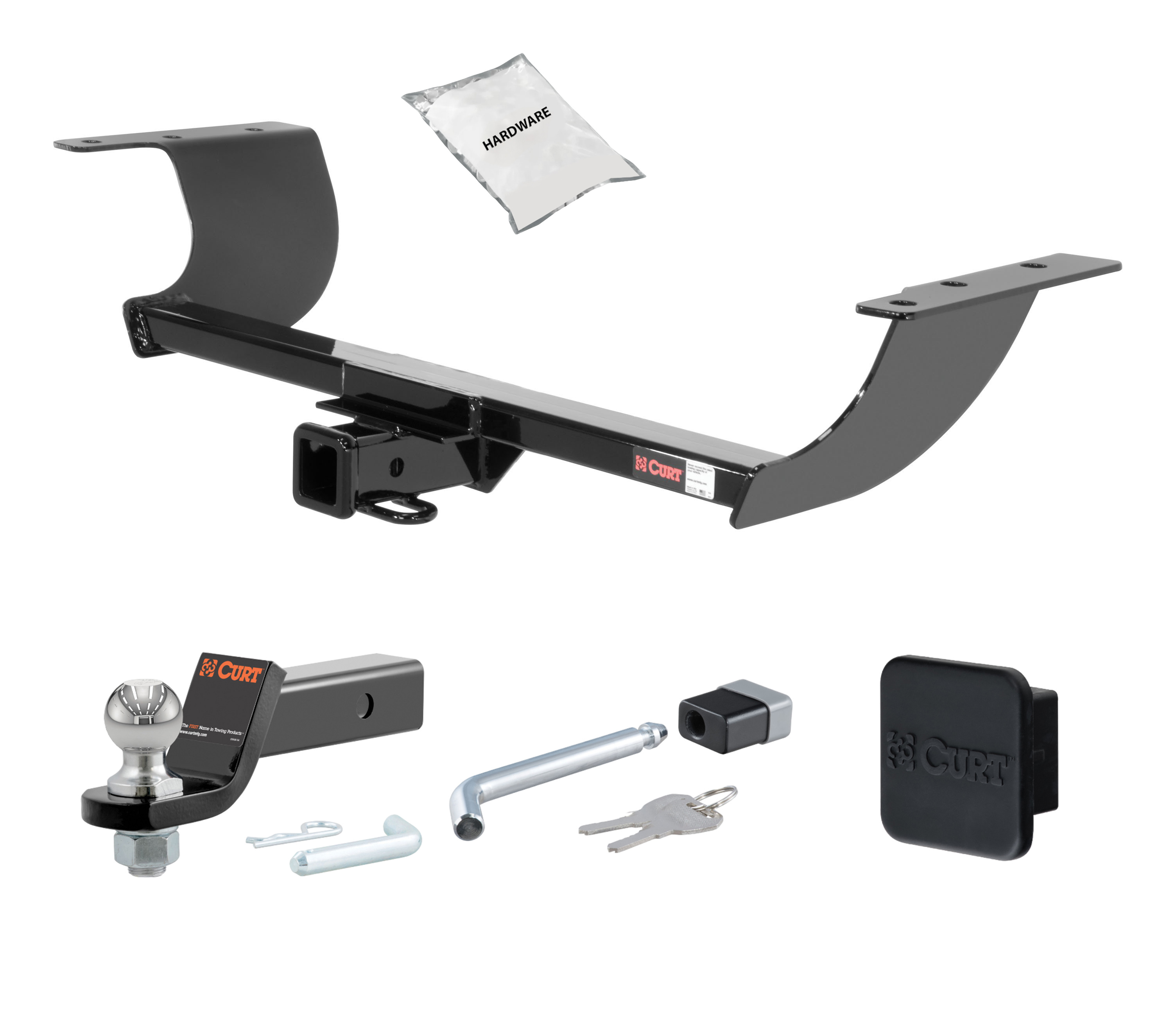 15 - 16 Dodge Challenger 2in. CURT Trailer Hitch + Ball Mount + Cover + Lock Kit HWA674 thumbnail 0