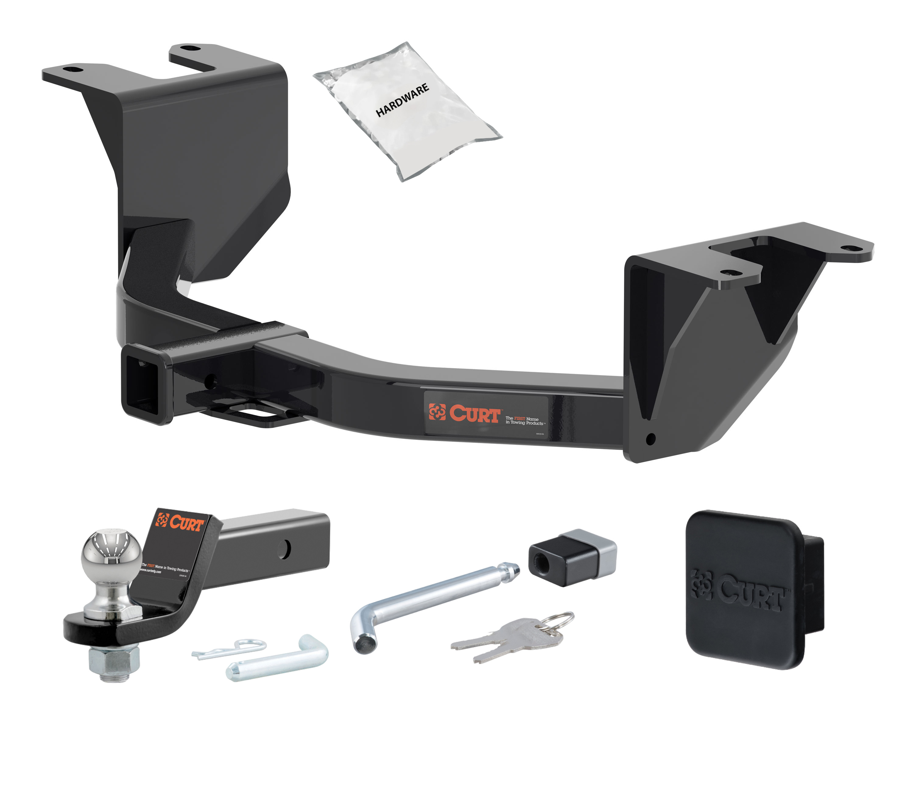 22 - 22 Chevrolet Silverado 1500 LTD Excluding factory receiver 2in. CURT Trailer Hitch + Ball Mount + Cover + Lock Kit HWA449 thumbnail 0