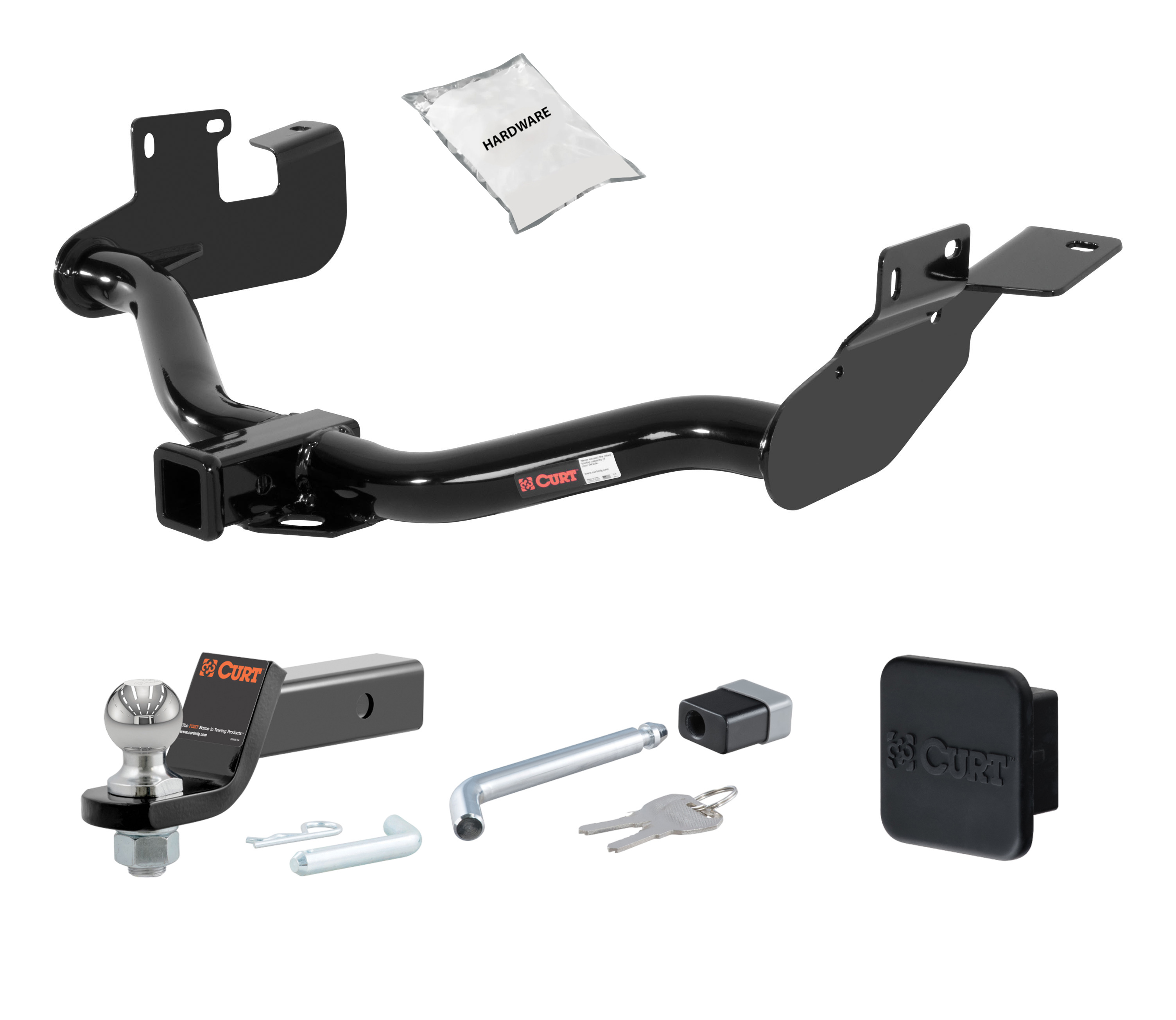 05 - 11 Mercury Mariner Without factory 1-1/4" receiver hitch 2in. CURT Trailer Hitch + Ball Mount + Cover + Lock Kit HWA1936 thumbnail 0