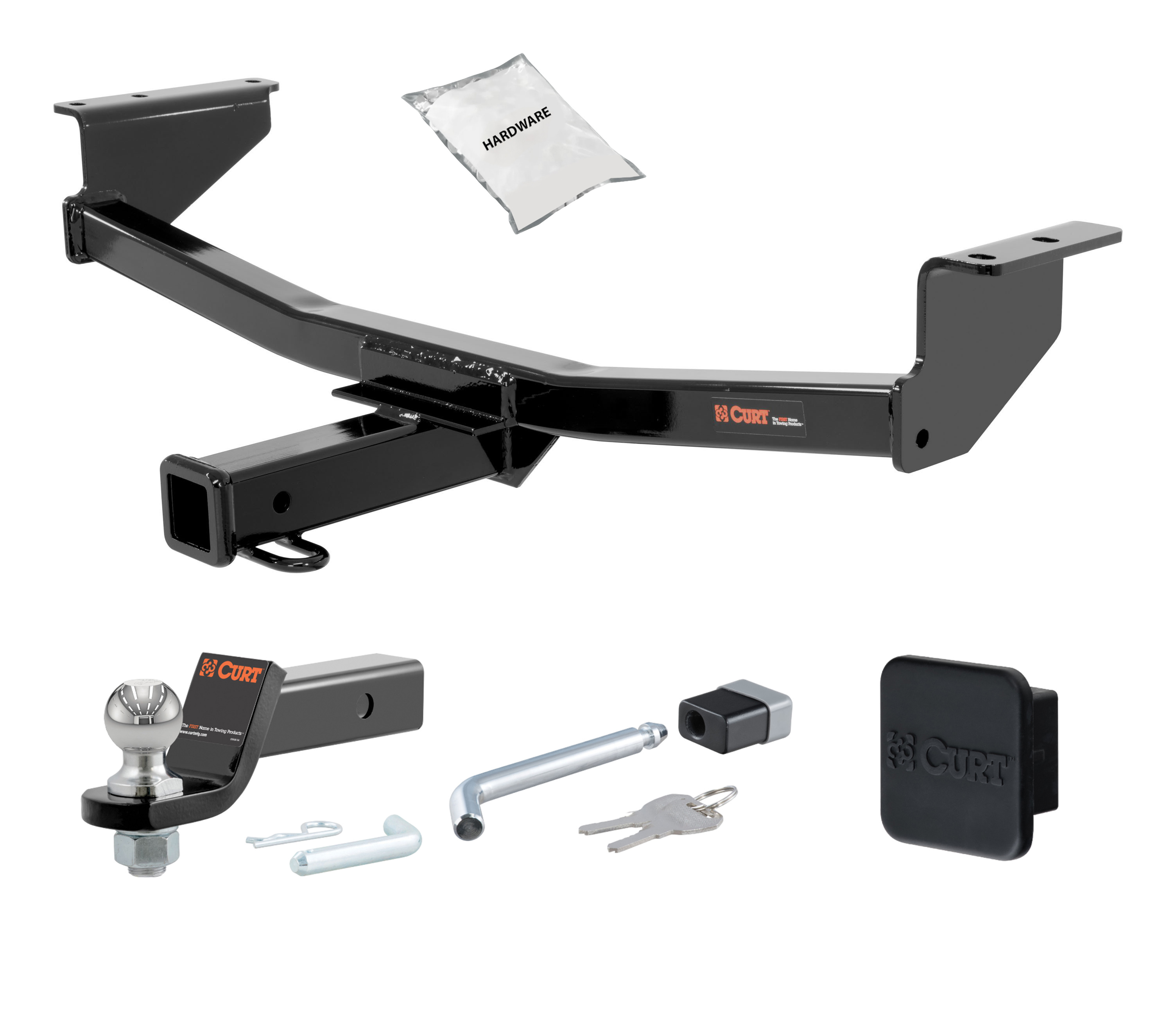 14 - 15 Nissan Rogue Select 2in. CURT Trailer Hitch + Ball Mount + Cover + Lock Kit HWA2068 thumbnail 0