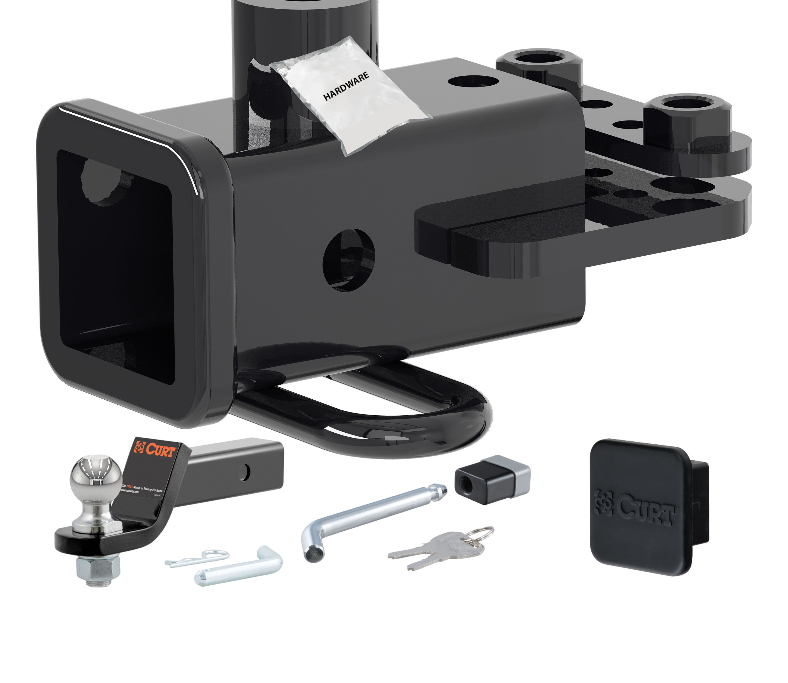 19 - 25 RAM 1500 With factory class 3 towing bumper 2in. CURT Trailer Hitch + Ball Mount + Cover + Lock Kit HWA2166 thumbnail 0
