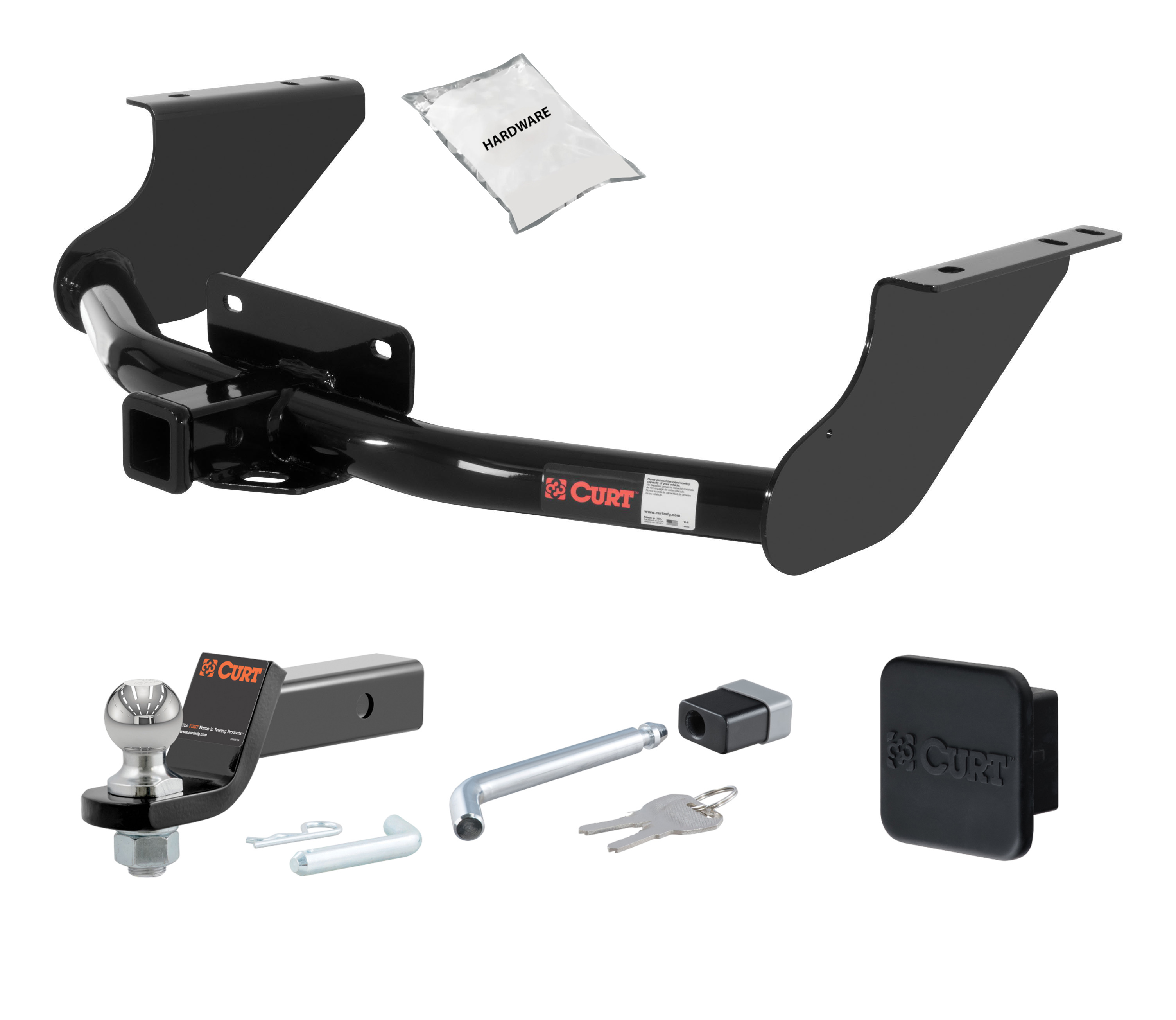 19 - 24 RAM 1500 Classic Excluding factory receiver 2in. CURT Trailer Hitch + Ball Mount + Cover + Lock Kit HWA2172 thumbnail 0