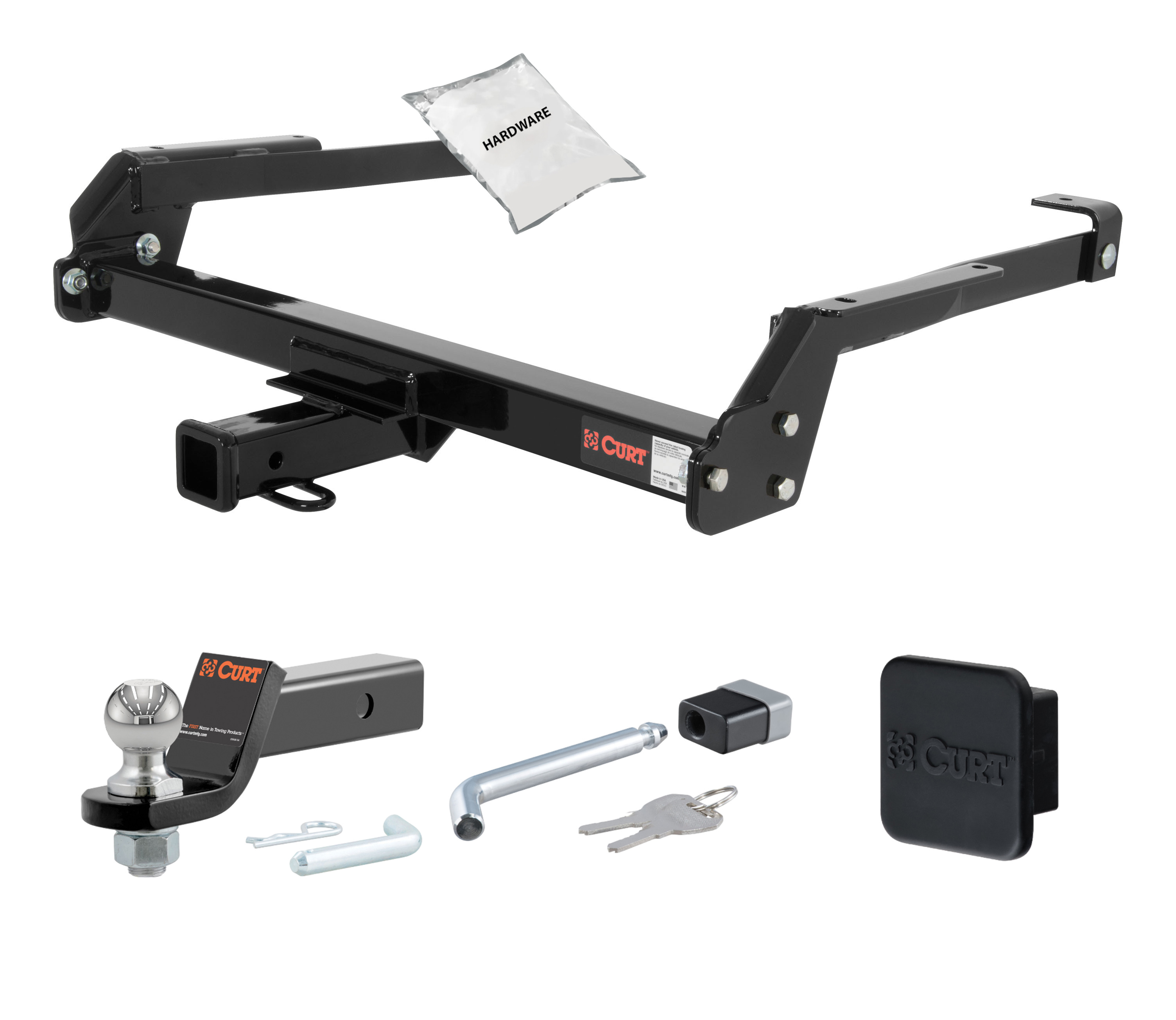 87 - 94 Nissan D21 2in. CURT Trailer Hitch + Ball Mount + Cover + Lock Kit HWA2015 thumbnail 0