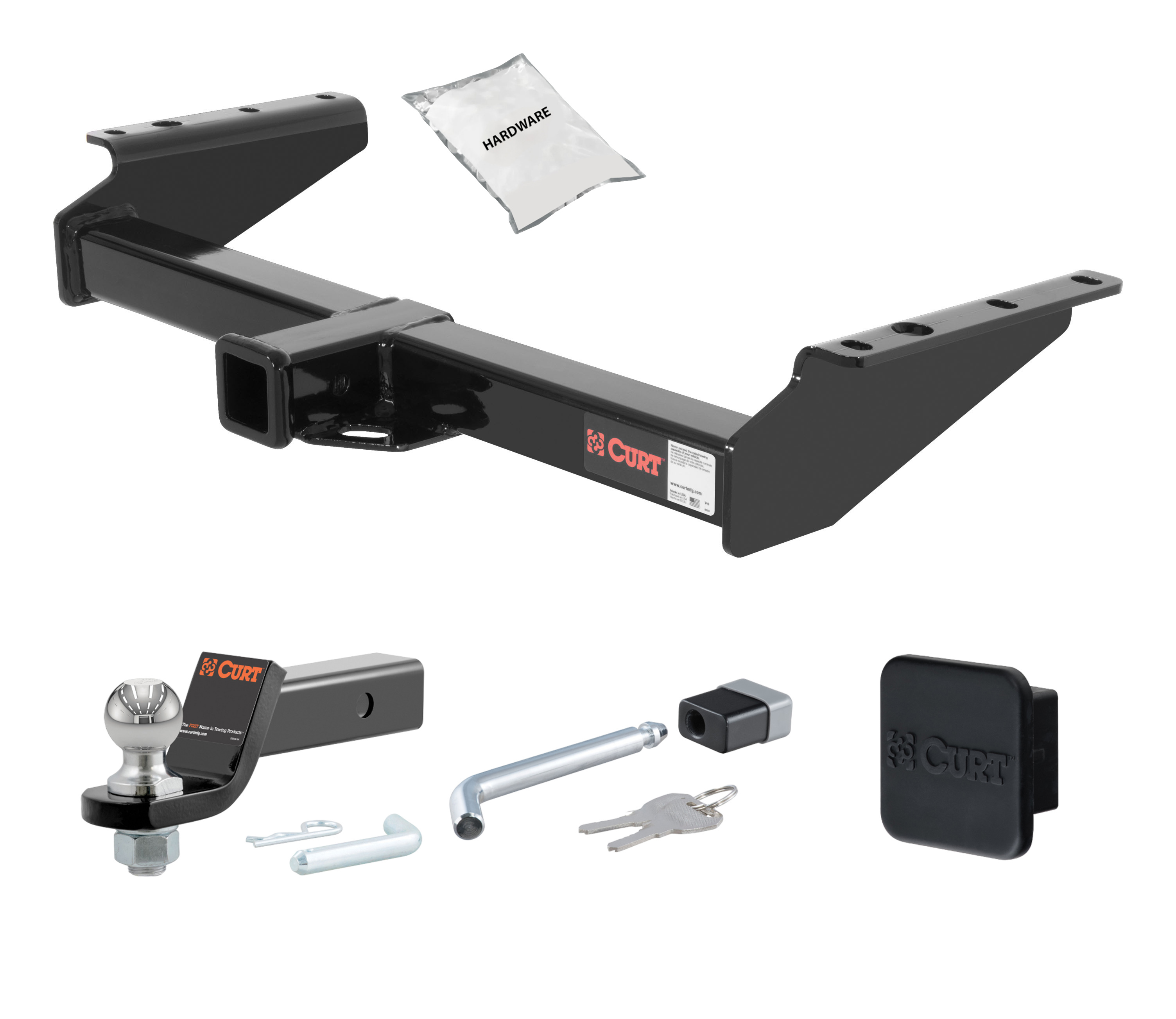 95 - 00 Chevrolet   Old body style, 5.7L or 6.5L 2in. CURT Trailer Hitch + Ball Mount + Cover + Lock Kit HWA601 thumbnail 0