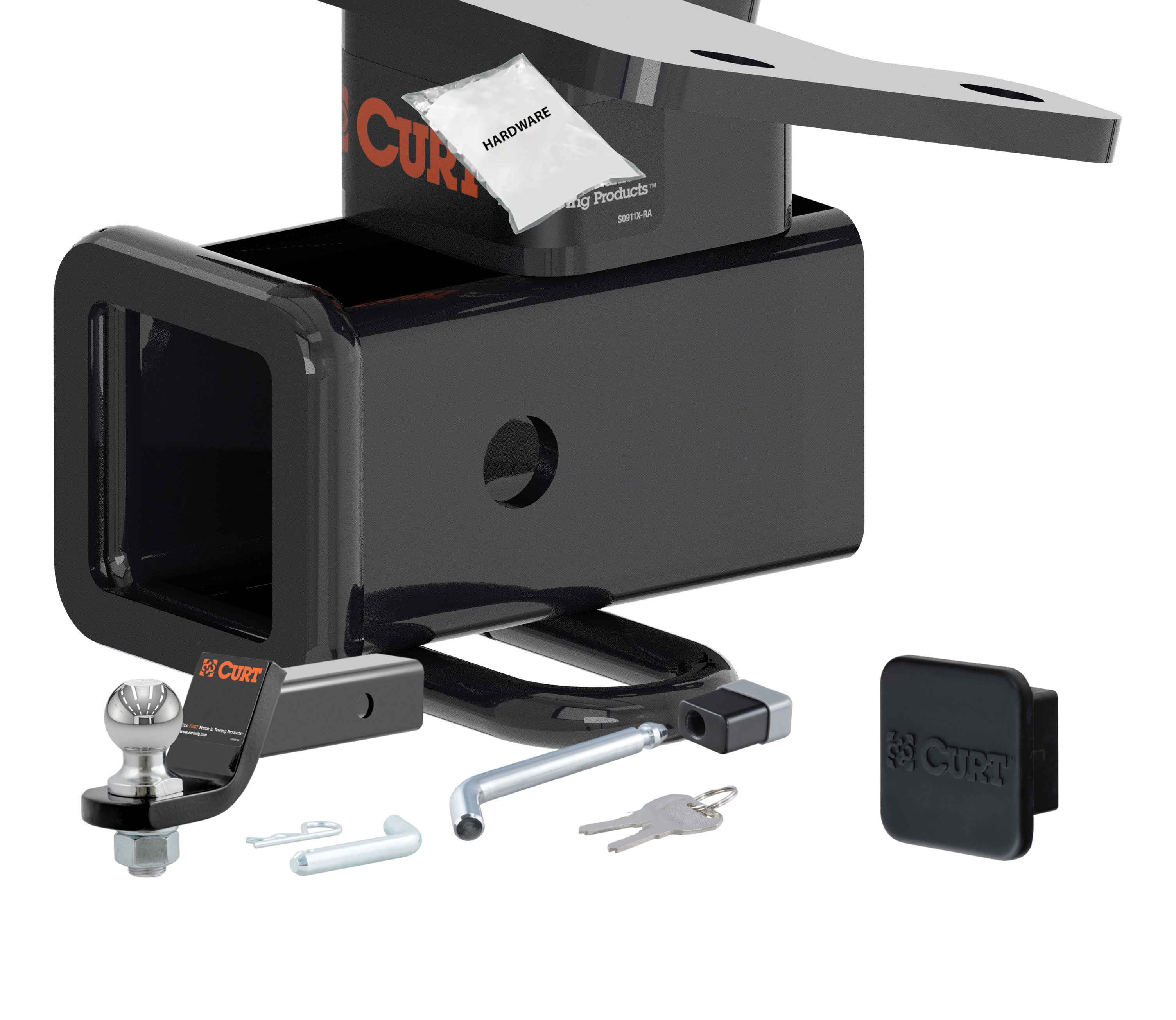 21 - 24 Volkswagen ID.4 With factory receiver 2in. CURT Trailer Hitch + Ball Mount + Cover + Lock Kit HWA2494 thumbnail 0
