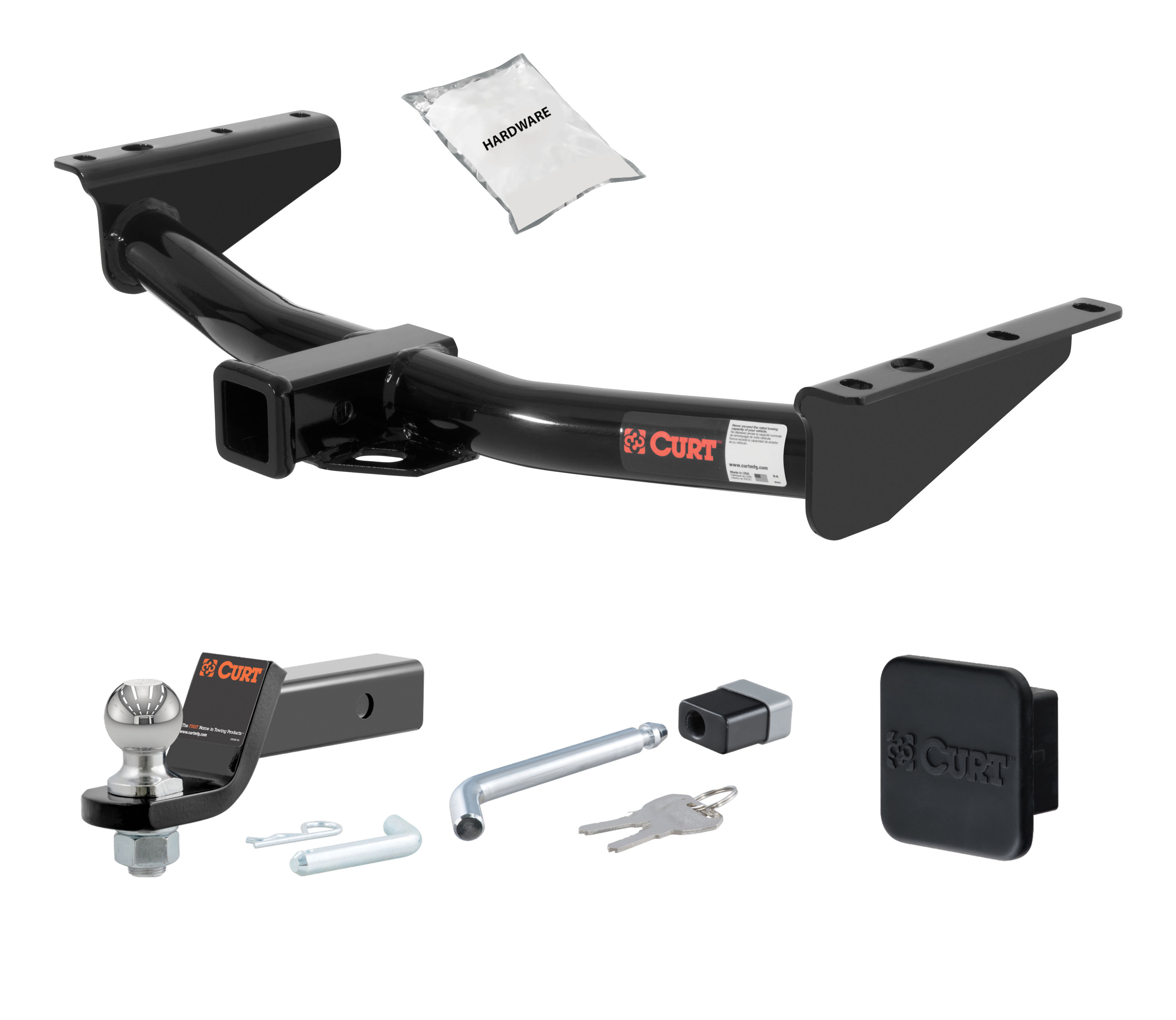 95 - 00 Chevrolet   Old body style, 5.7L or 6.5L 2in. CURT Trailer Hitch + Ball Mount + Cover + Lock Kit HWA600 thumbnail 0