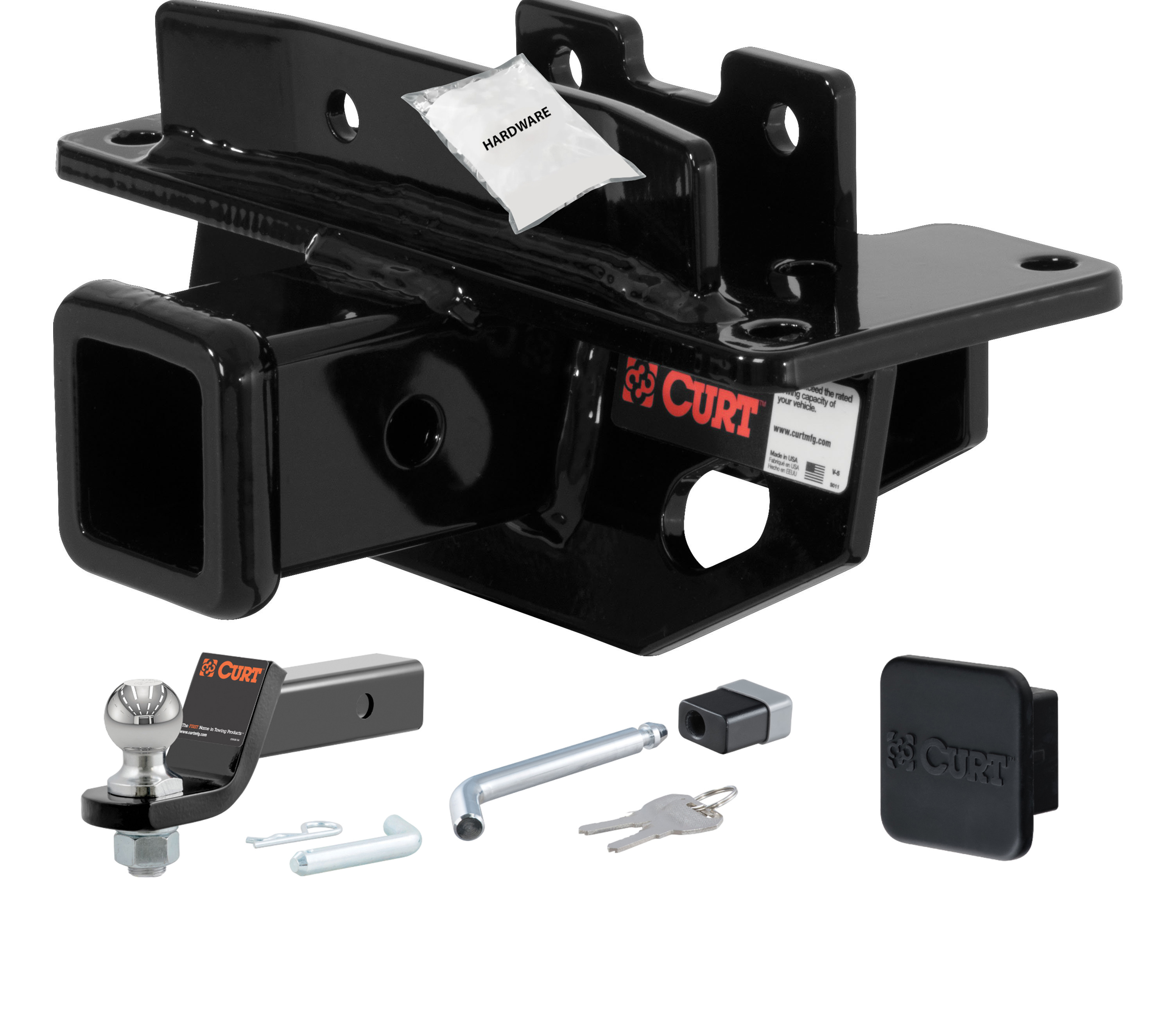 07 - 09 Chrysler Aspen 2in. CURT Trailer Hitch + Ball Mount + Cover + Lock Kit HWA636 thumbnail 0
