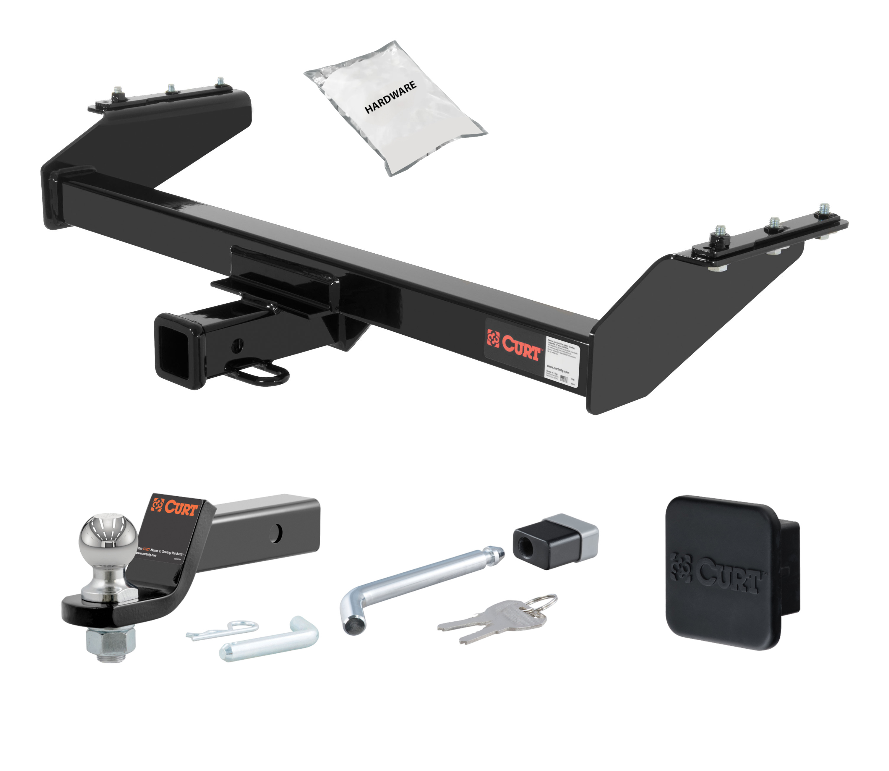 00 - 04 Nissan   4-door, short bed 2in. CURT Trailer Hitch + Ball Mount + Cover + Lock Kit HWA2019 thumbnail 0