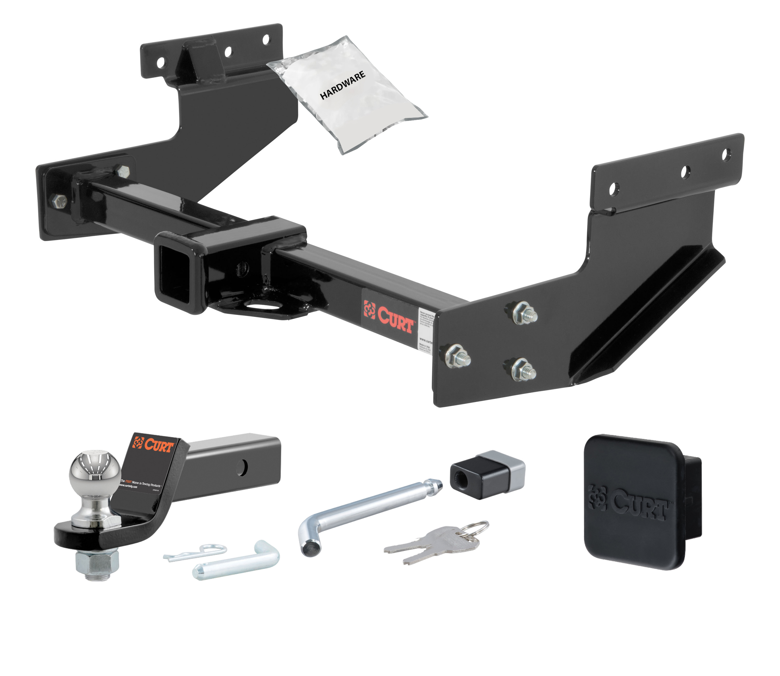 93 - 03 Volkswagen Eurovan 2in. CURT Trailer Hitch + Ball Mount + Cover + Lock Kit HWA2477 thumbnail 0