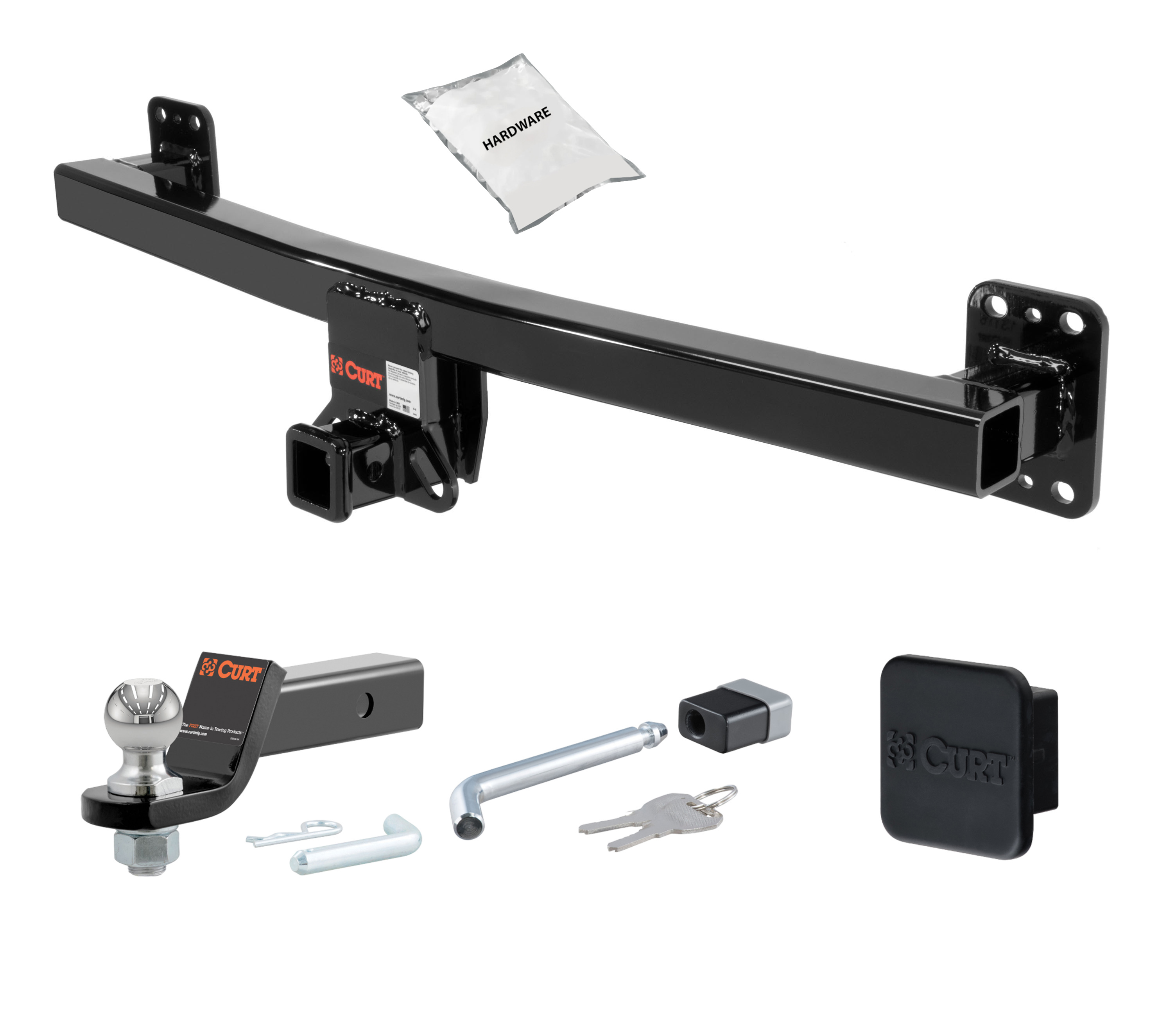 11 - 17 Volkswagen Touareg 2in. CURT Trailer Hitch + Ball Mount + Cover + Lock Kit HWA2522 thumbnail 0