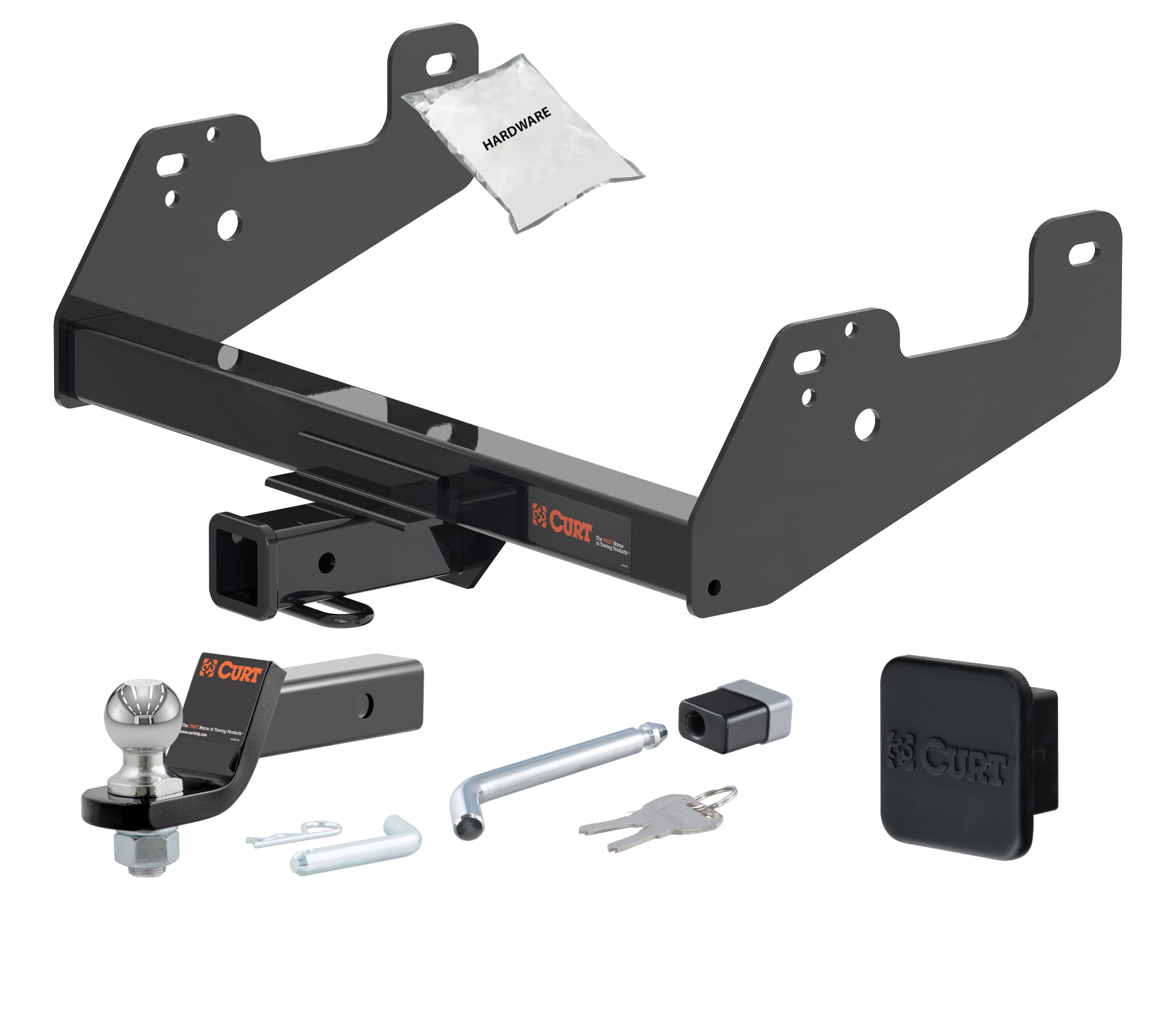 15 - 24 Ford F-150  Excluding factory receiver or Police Responder 2in. CURT Trailer Hitch + Ball Mount + Cover + Lock Kit HWA850 thumbnail 0