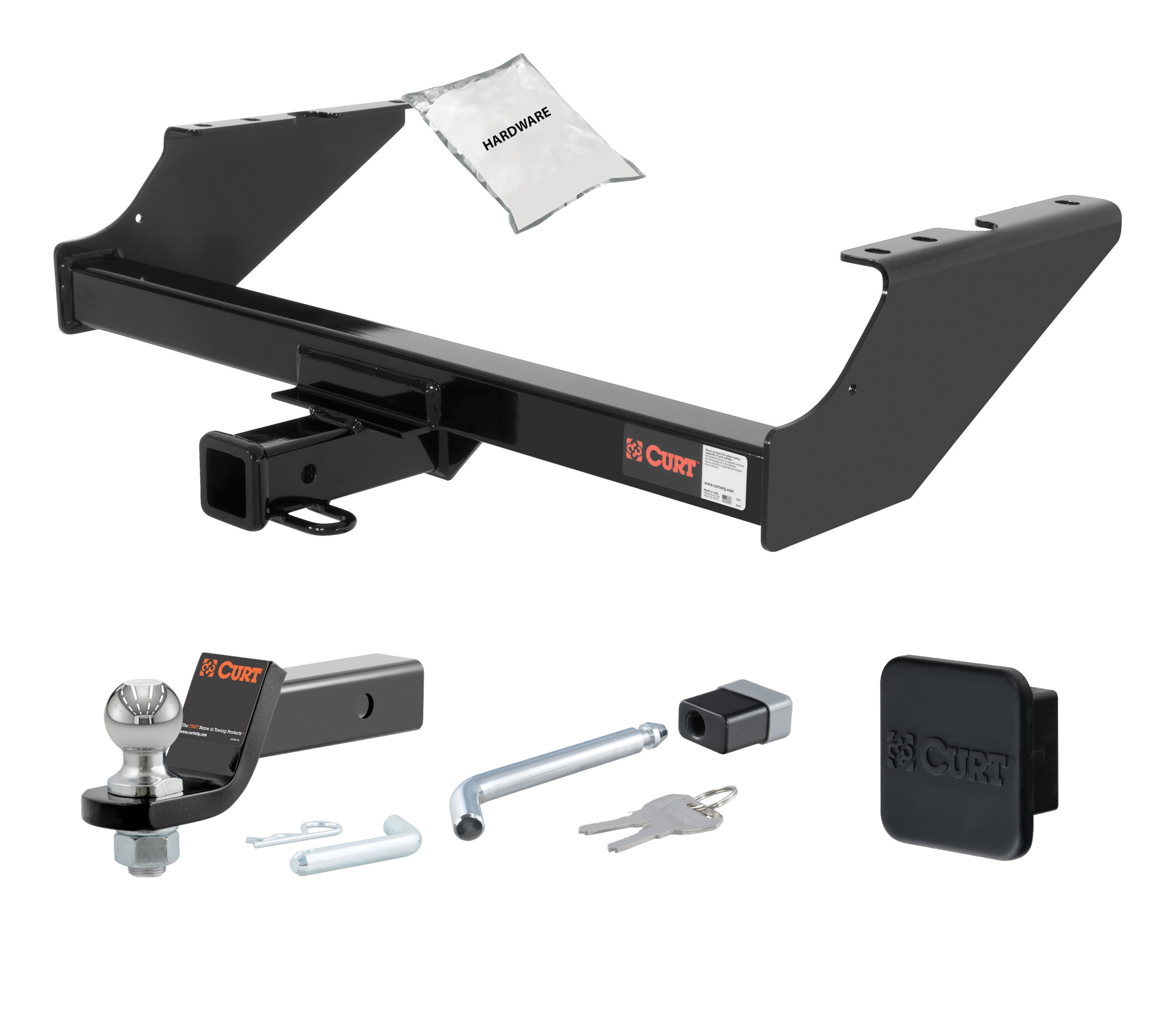 99 - 16 Ford F-250 Super Duty Excluding 20" spare tire 2in. CURT Trailer Hitch + Ball Mount + Cover + Lock Kit HWA885 thumbnail 0