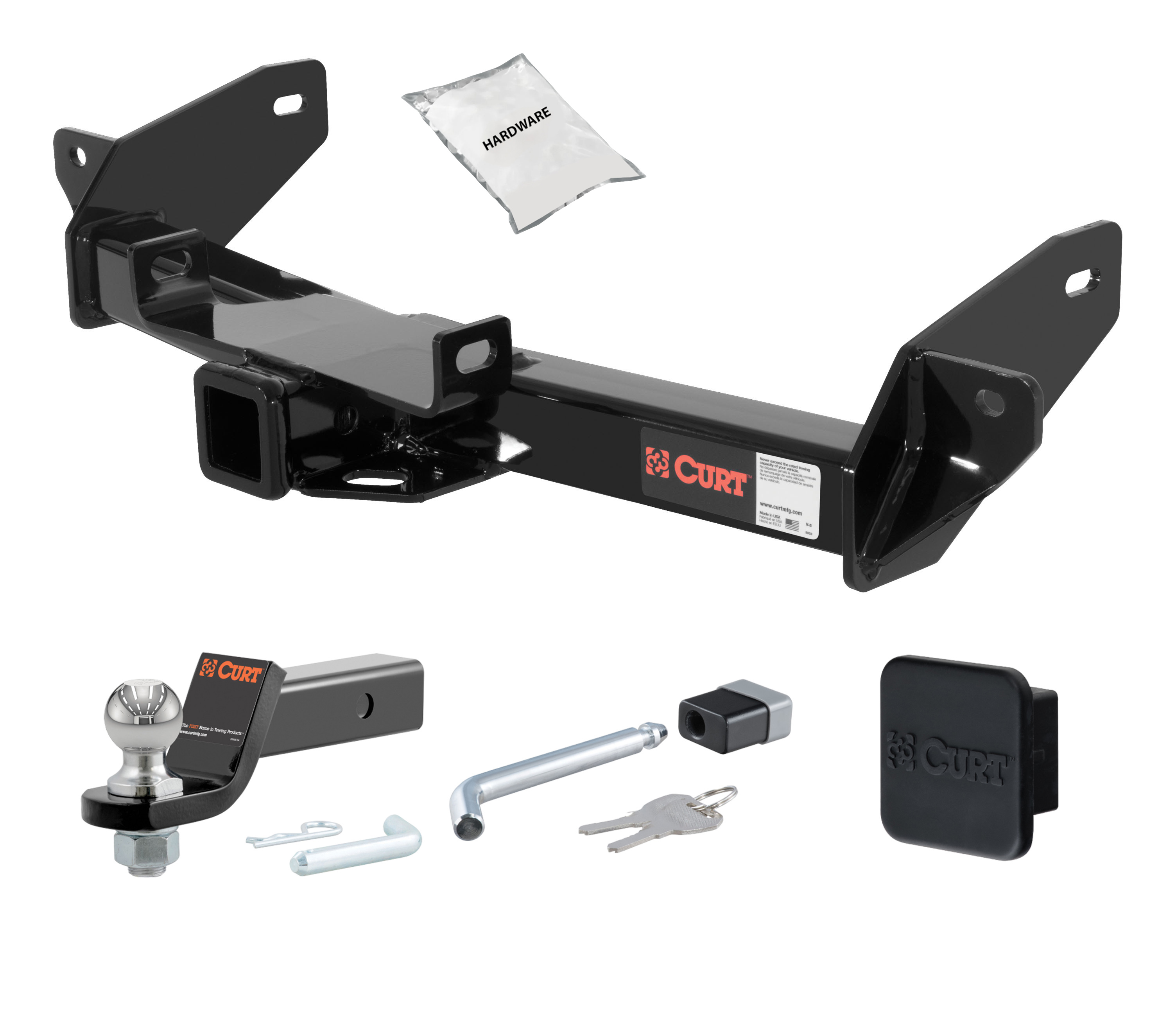 06 - 08 Ford F-150  Excluding factory receiver (built after 8/5/05) 2in. CURT Trailer Hitch + Ball Mount + Cover + Lock Kit HWA858 thumbnail 0