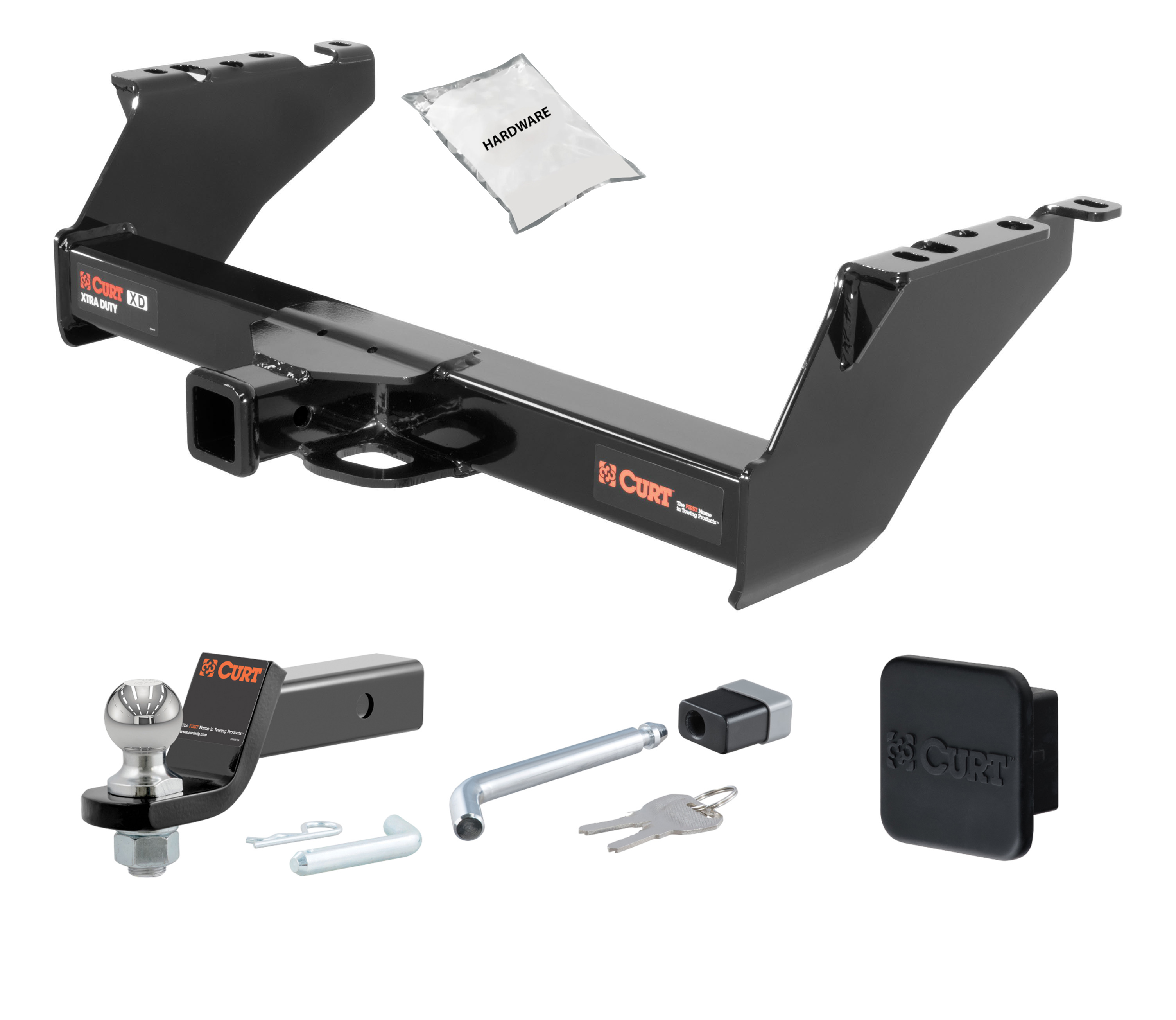 73 - 97 Ford F-150  Excluding 10" drop bumper, old body 2in. CURT Trailer Hitch + Ball Mount + Cover + Lock Kit HWA868 thumbnail 0