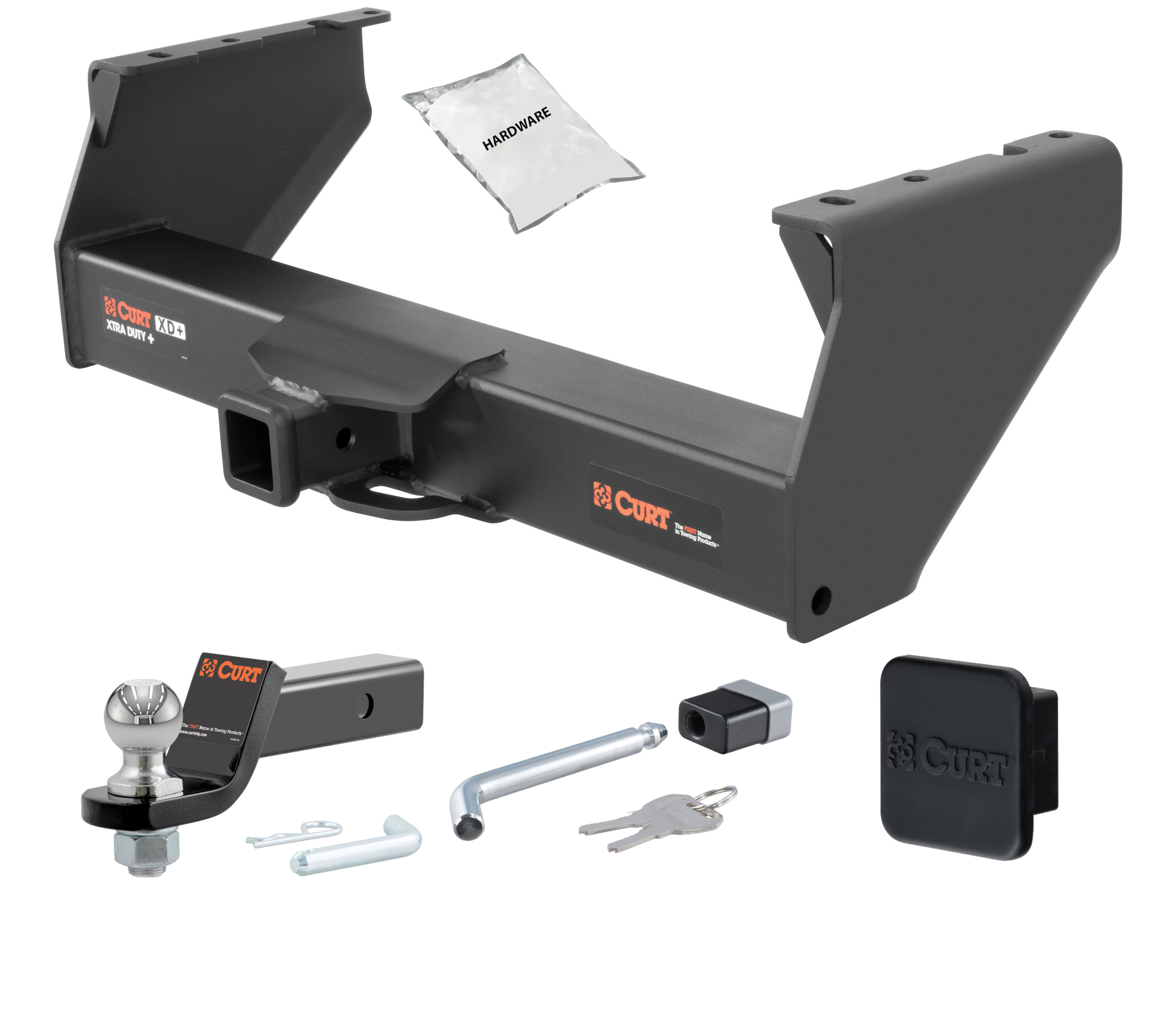 01 - 06 GMC Sierra 3500 Cab & chassis 2in. CURT Trailer Hitch + Ball Mount + Cover + Lock Kit HWA1252 thumbnail 0