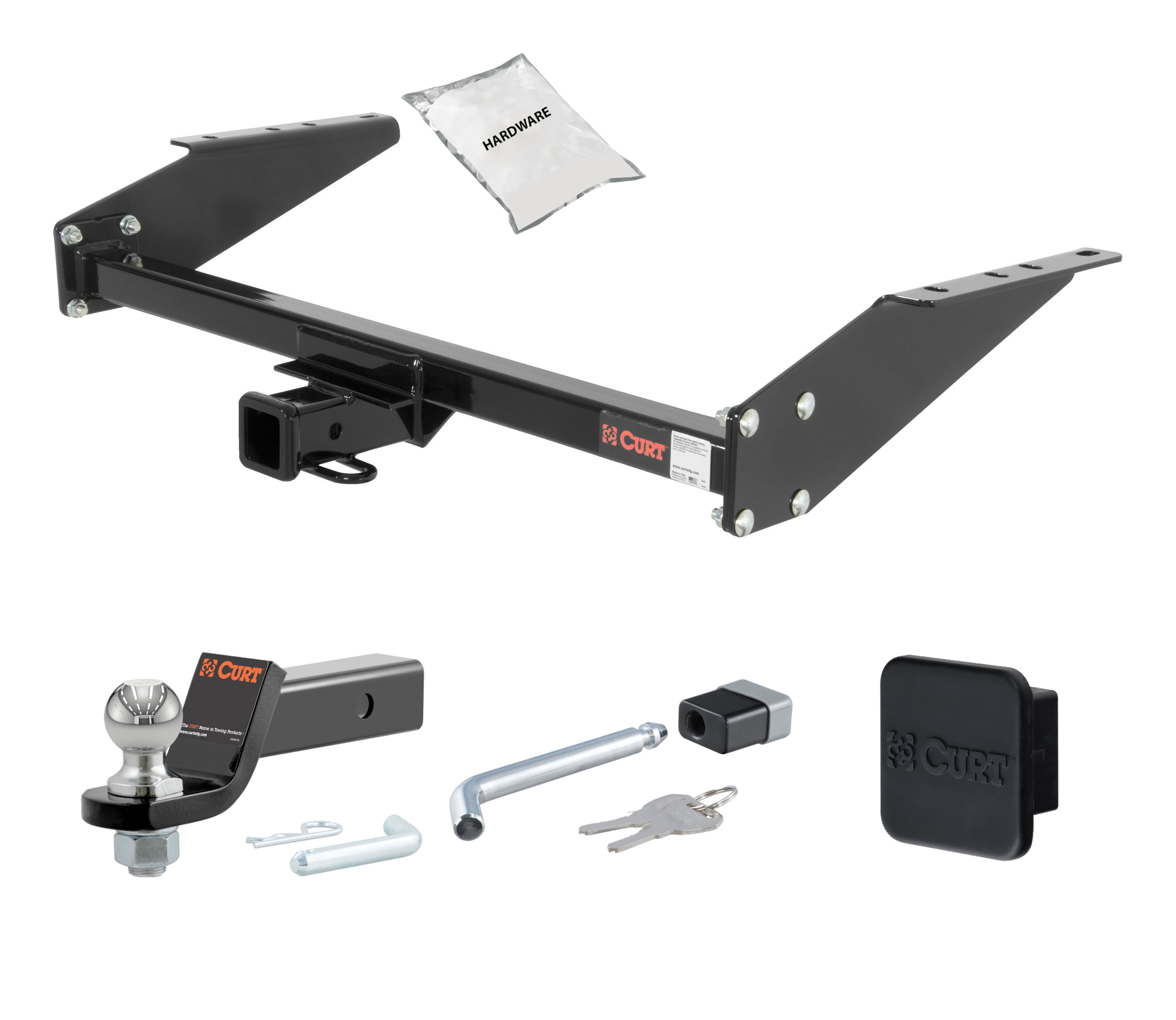 85 - 05 GMC Safari 16" spare requires relocation 2in. CURT Trailer Hitch + Ball Mount + Cover + Lock Kit HWA1140 thumbnail 0