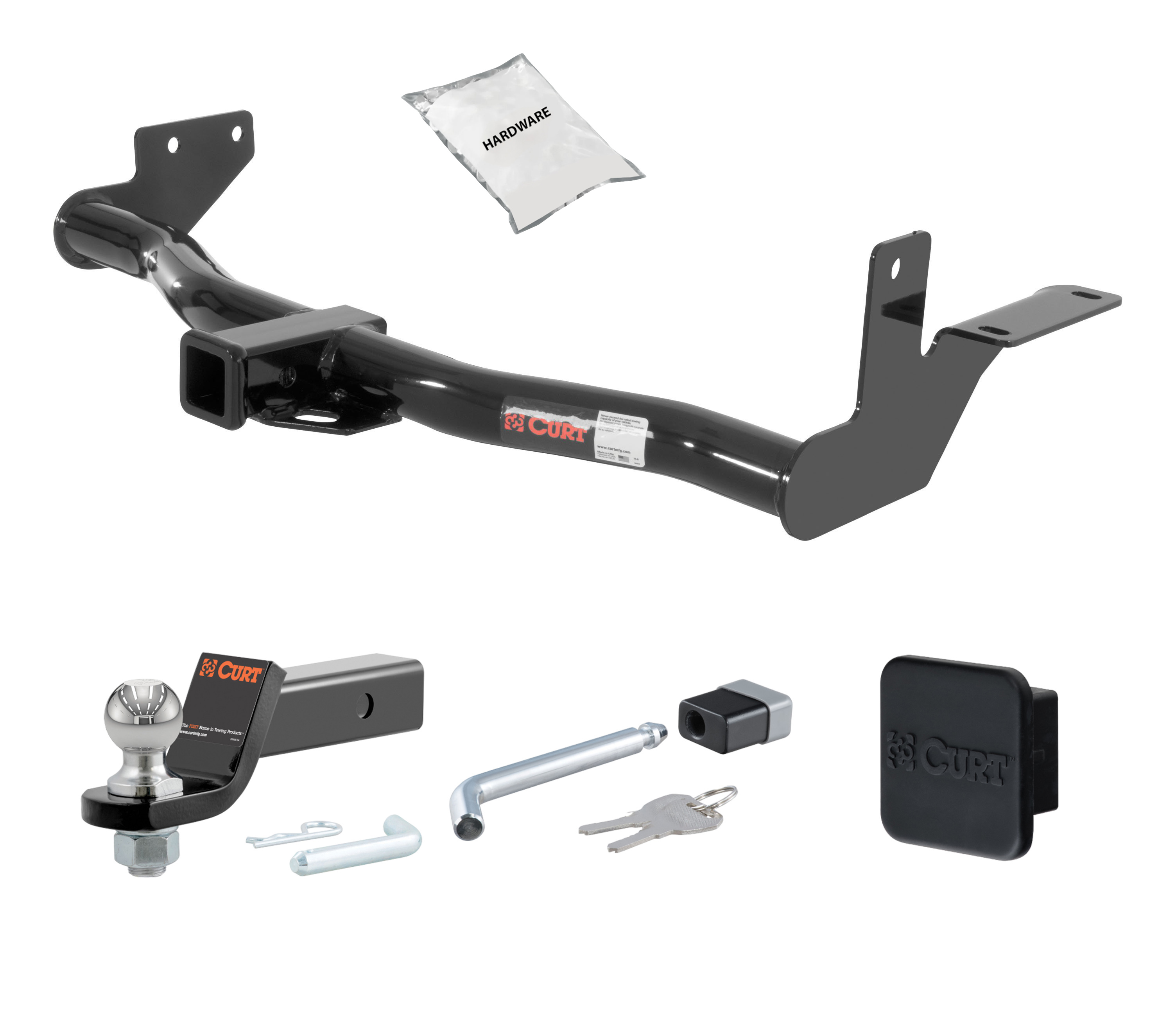 98 - 02 HONDA Passport With under-vehicle spare 2in. CURT Trailer Hitch + Ball Mount + Cover + Lock Kit HWA1377 thumbnail 0