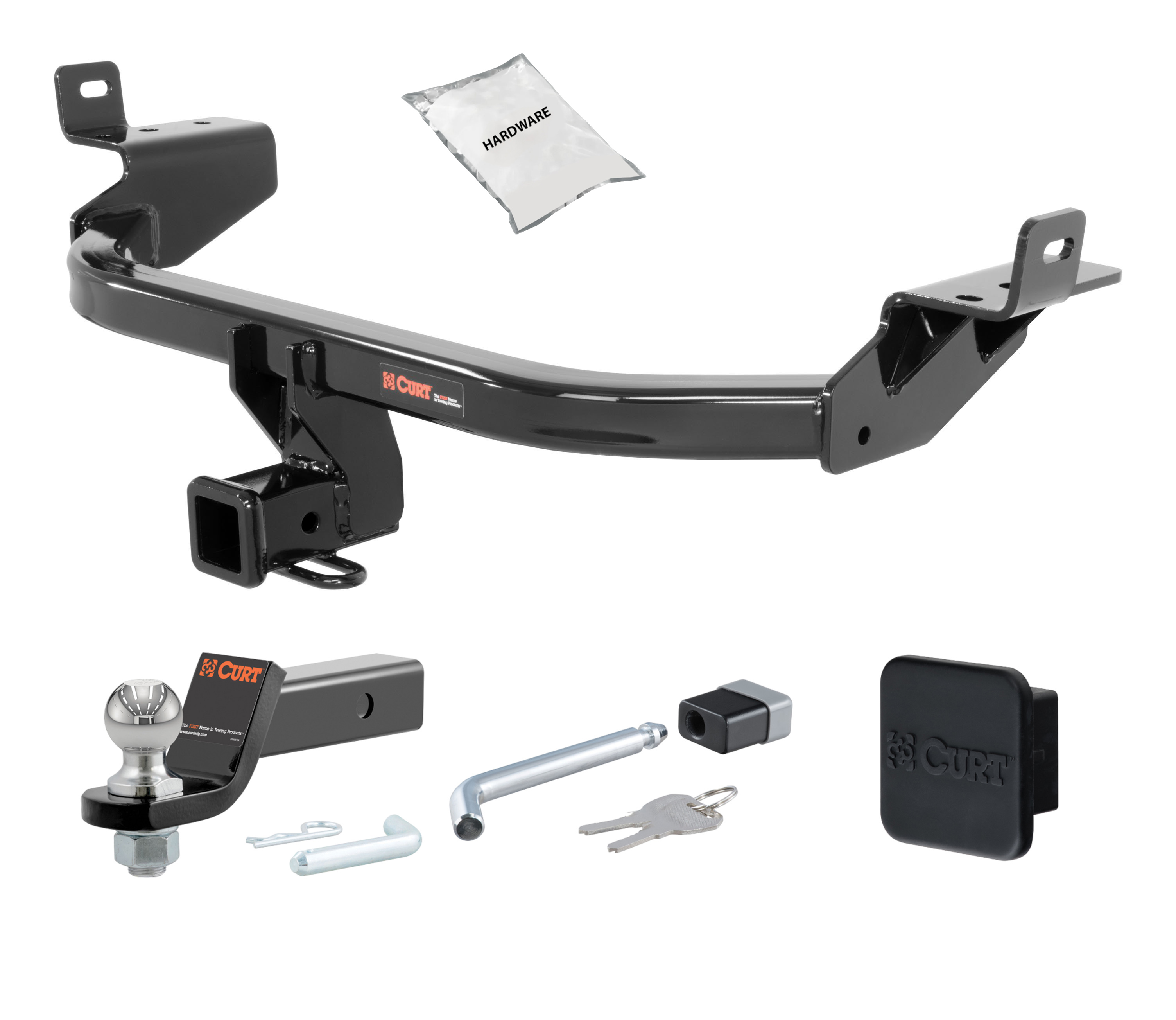 14 - 18 JEEP Cherokee 2in. CURT Trailer Hitch + Ball Mount + Cover + Lock Kit HWA1532 thumbnail 0