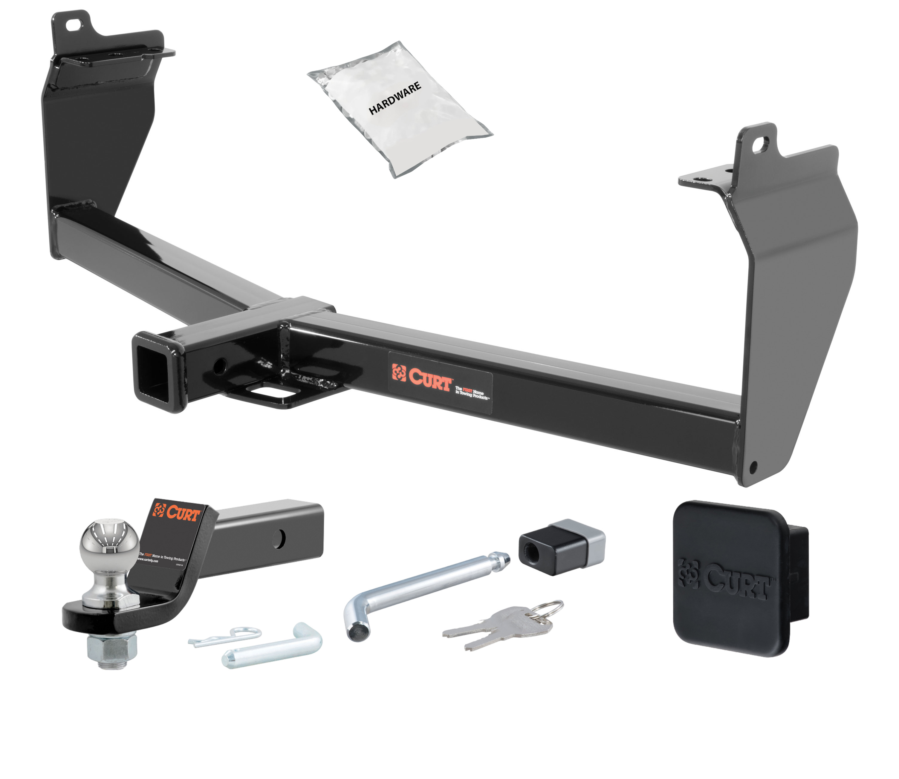 14 - 19 JEEP Cherokee 2in. CURT Trailer Hitch + Ball Mount + Cover + Lock Kit HWA1531 thumbnail 0